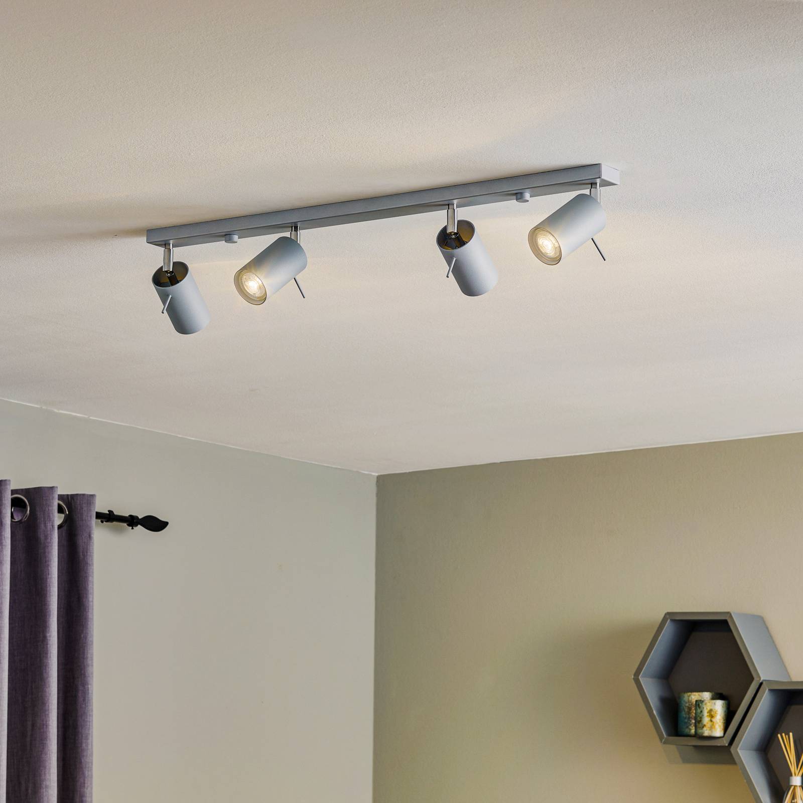 sollux lighting spot pour plafond round gris, 4 lampes linéaire