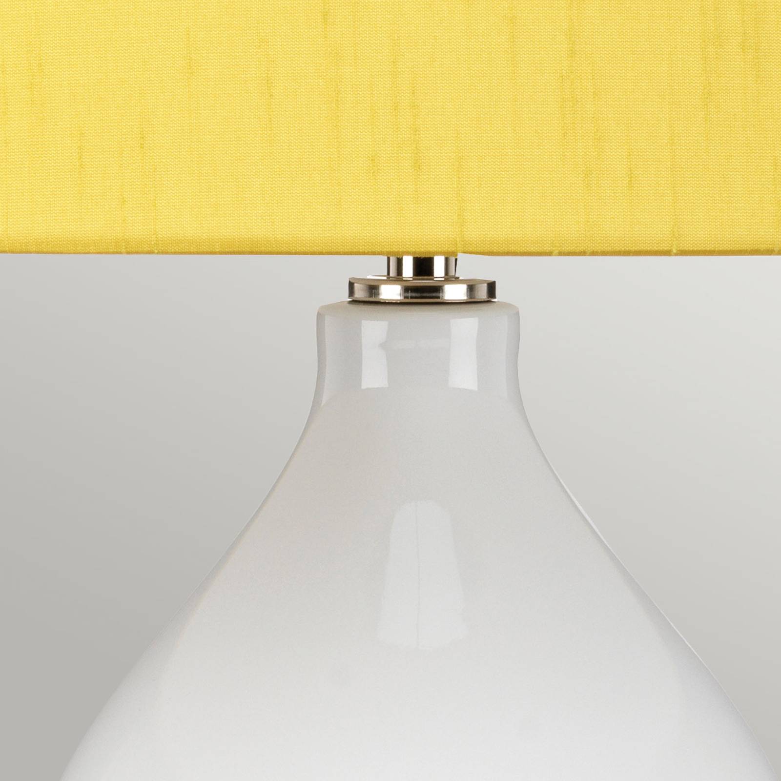 Textilná stolová lampa Isla leštený nikel/žltá