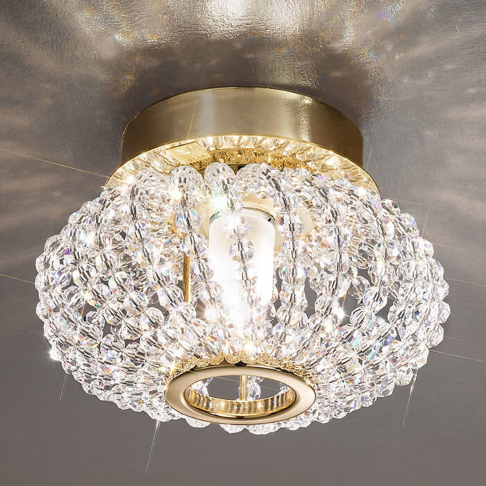 CARLA krystal-loftlampe med guld