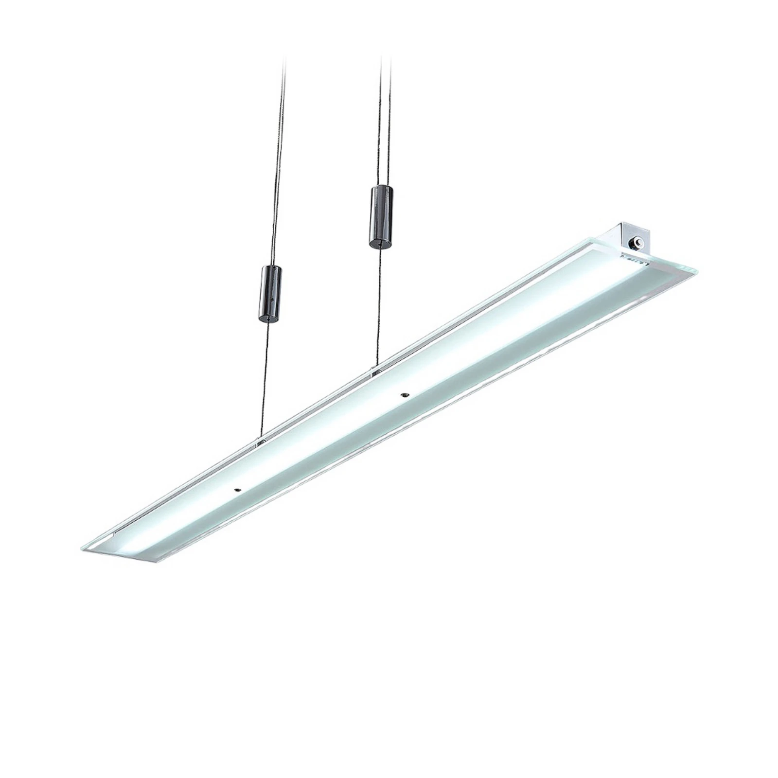 Lindby Lampă suspendată LED Sladja, crom, sticlă, variator tactil