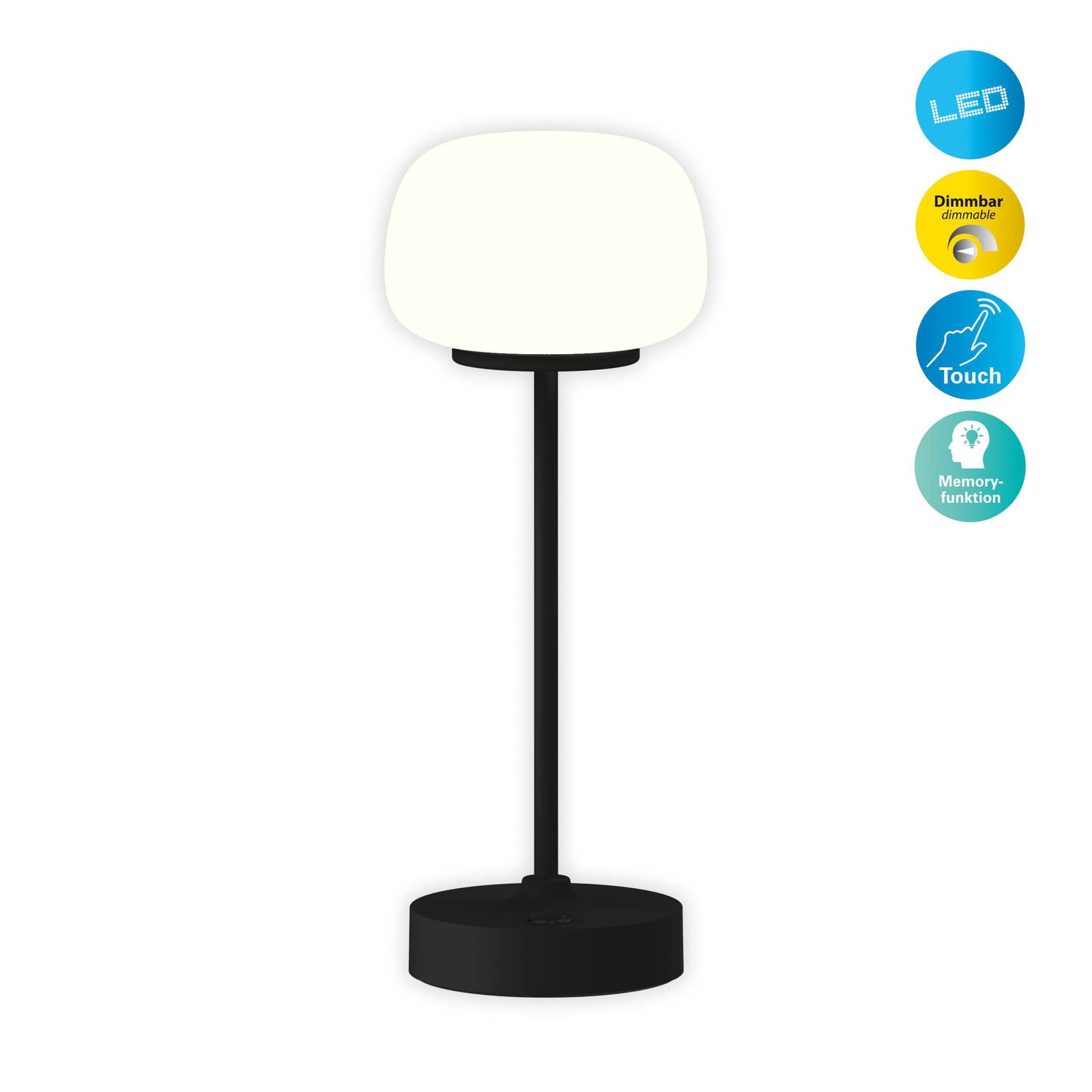 LED table lamp Pina black 27.8 cm metal/glass Touch