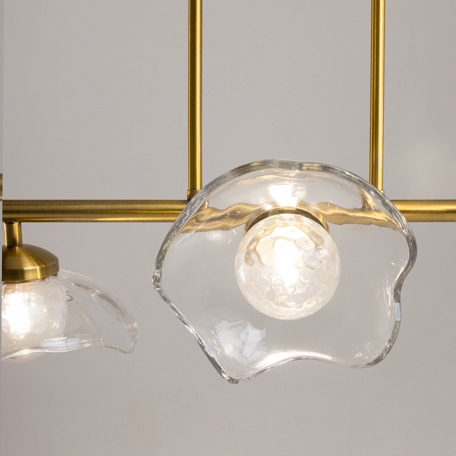 Maytoni pendant light Miracle, 5-bulb, brass-coloured, glass