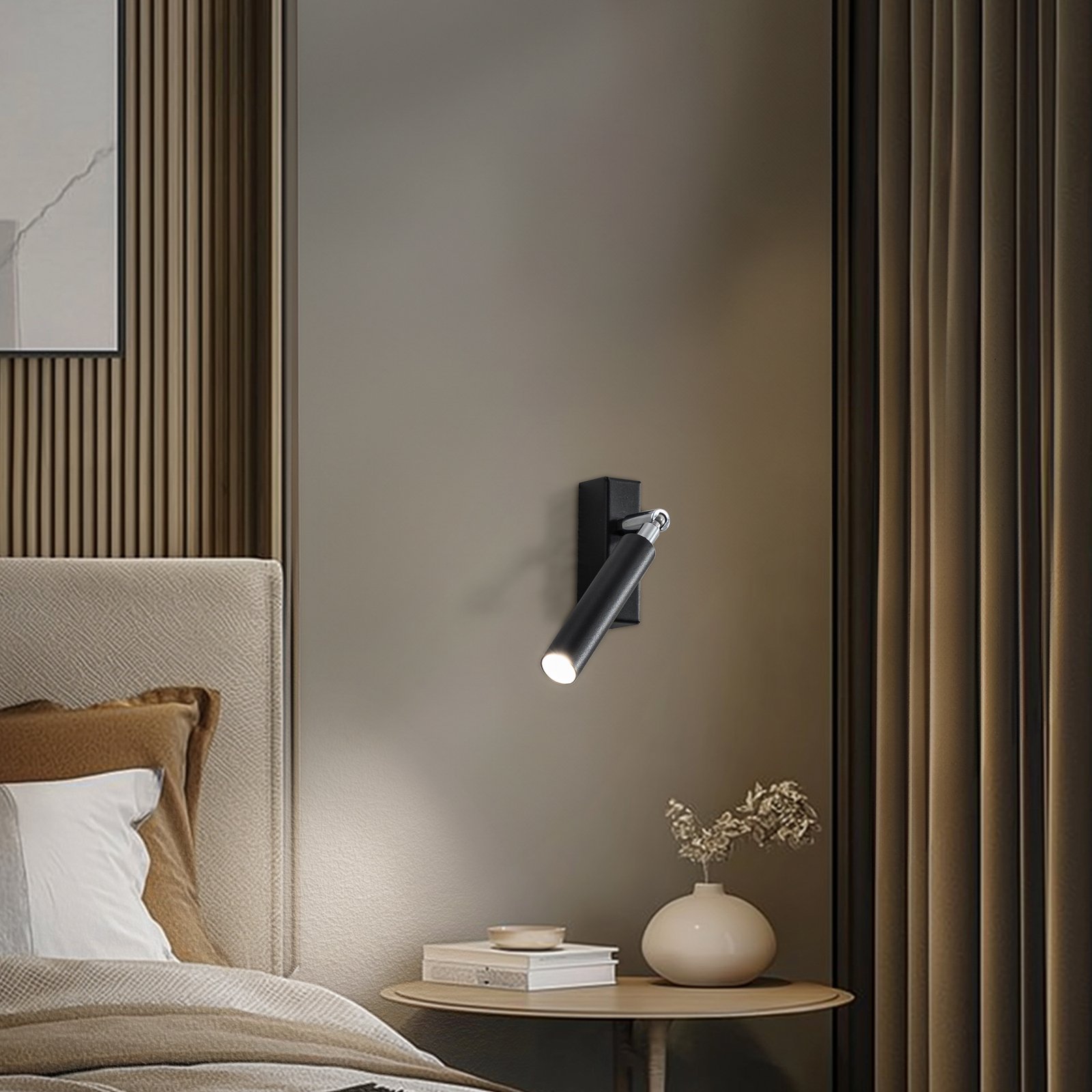 Euluna Nicanor wall spotlight, black/chrome