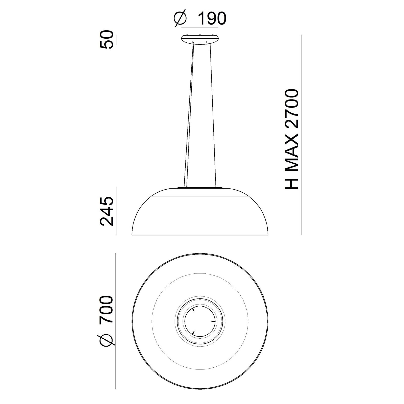 Lampada LED a sospensione Demì, Ø 70 cm, dimmerabile con DALI - Stilnovo