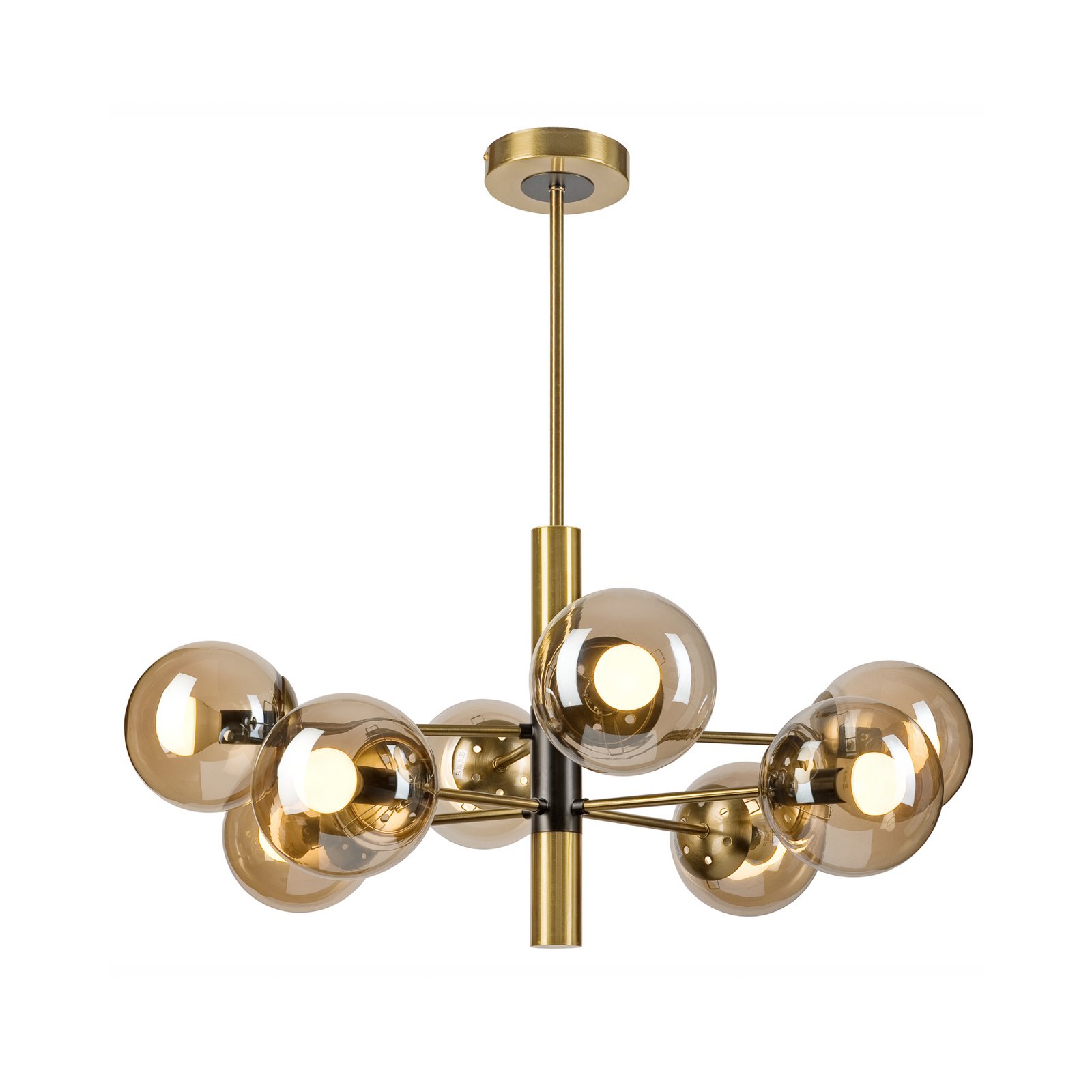 Natalia ceiling lamp, gold-coloured, Ø 68 cm, glass, 8-bulb, E14