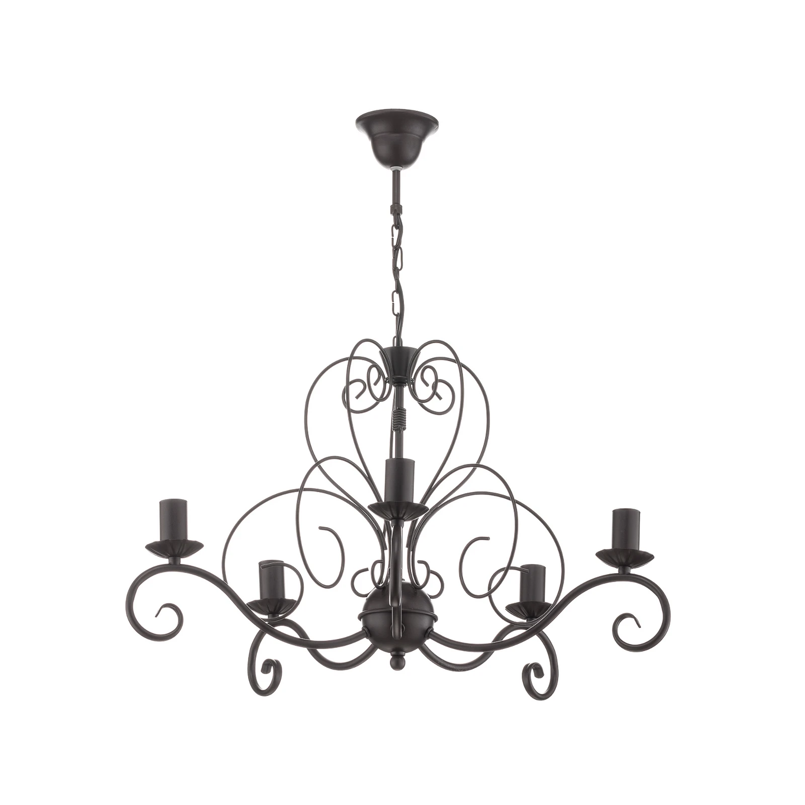 Lustre Mauro, noir, à 5 lampes, Ø 62 cm, métal, E14