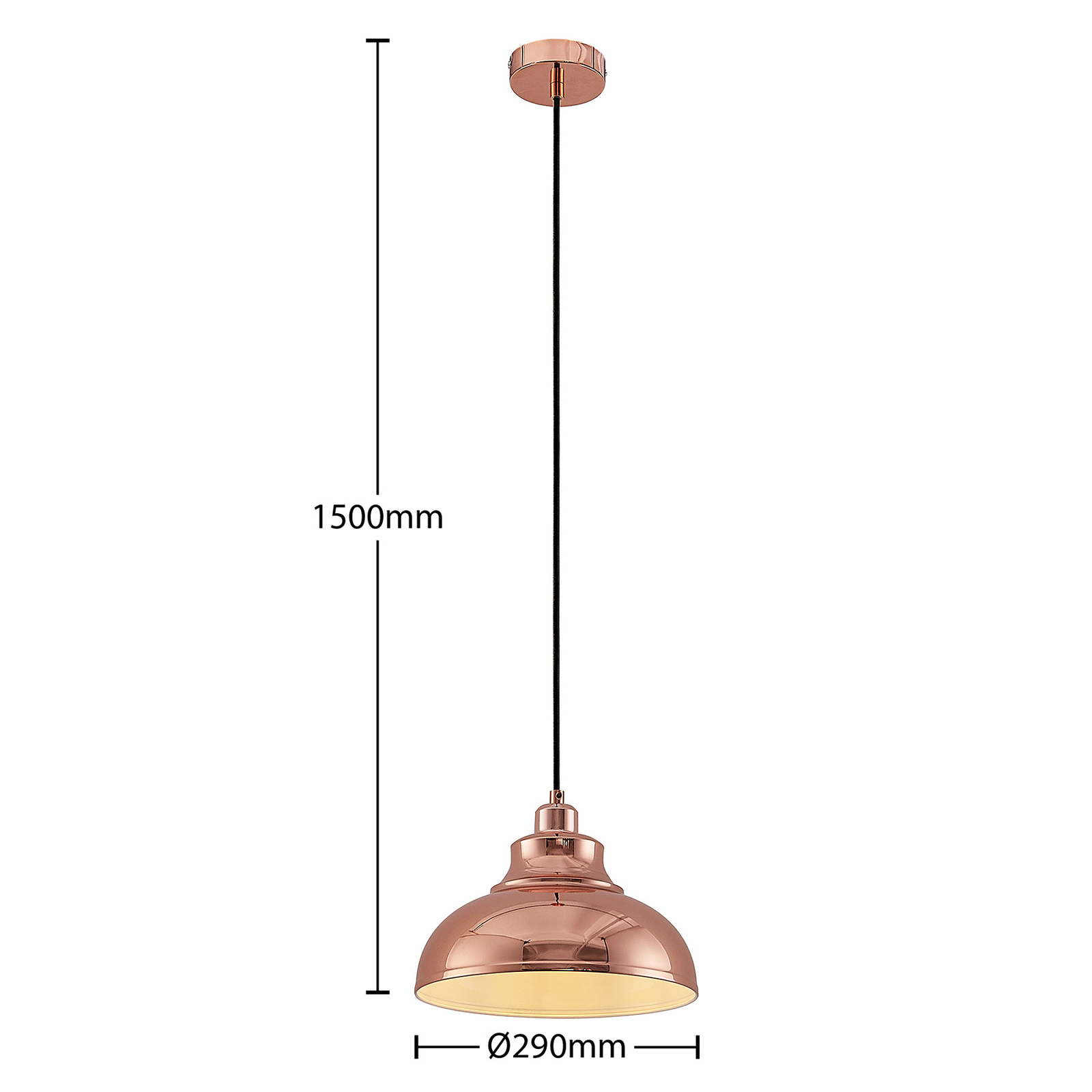 Lindby Emna hanglamp, 1-lamp, koper