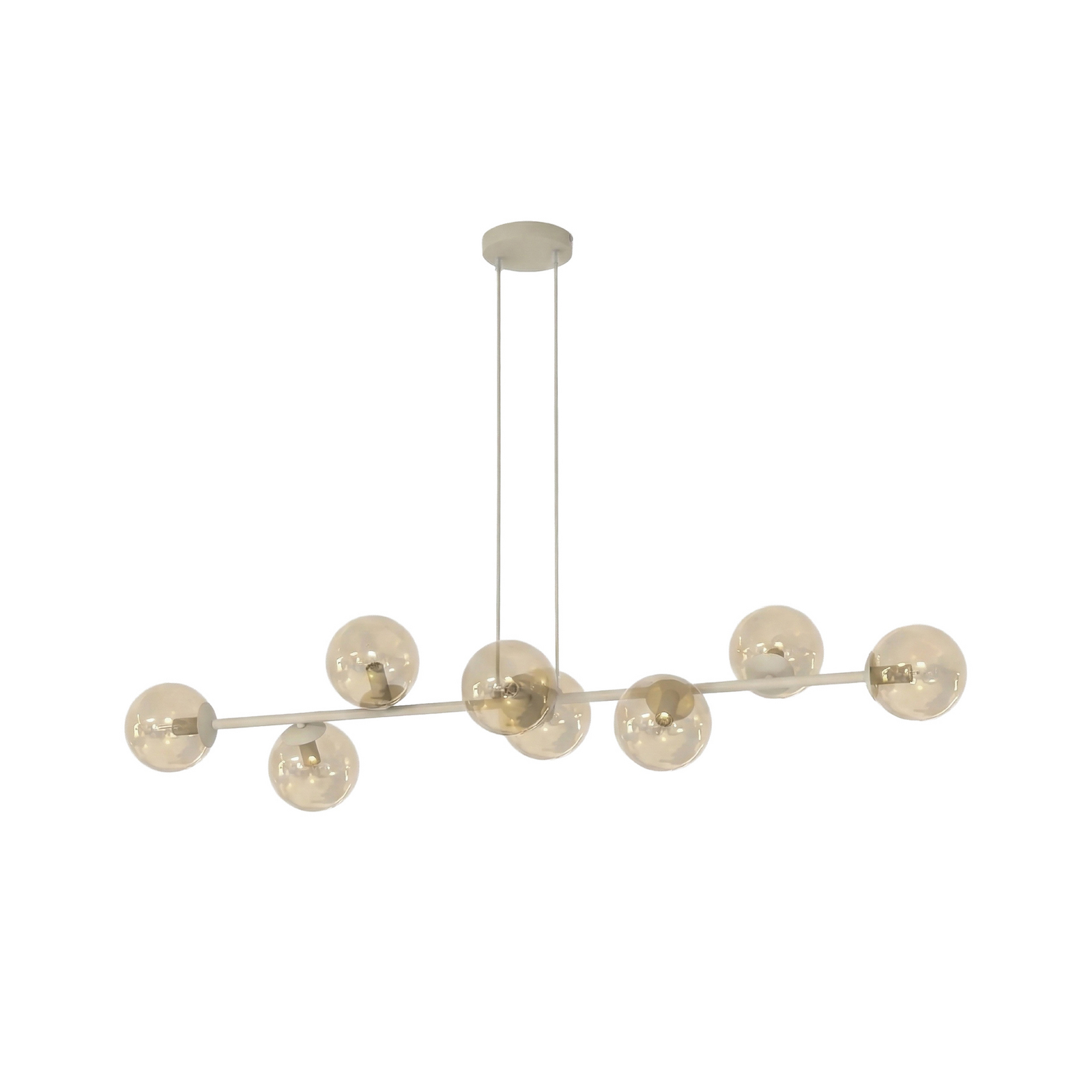 Rossi pendant light, beige, length 130 cm, 8-bulb, glass/metal Rossi pendant light, beige, length 130 cm, 8-bulb, glass/metal