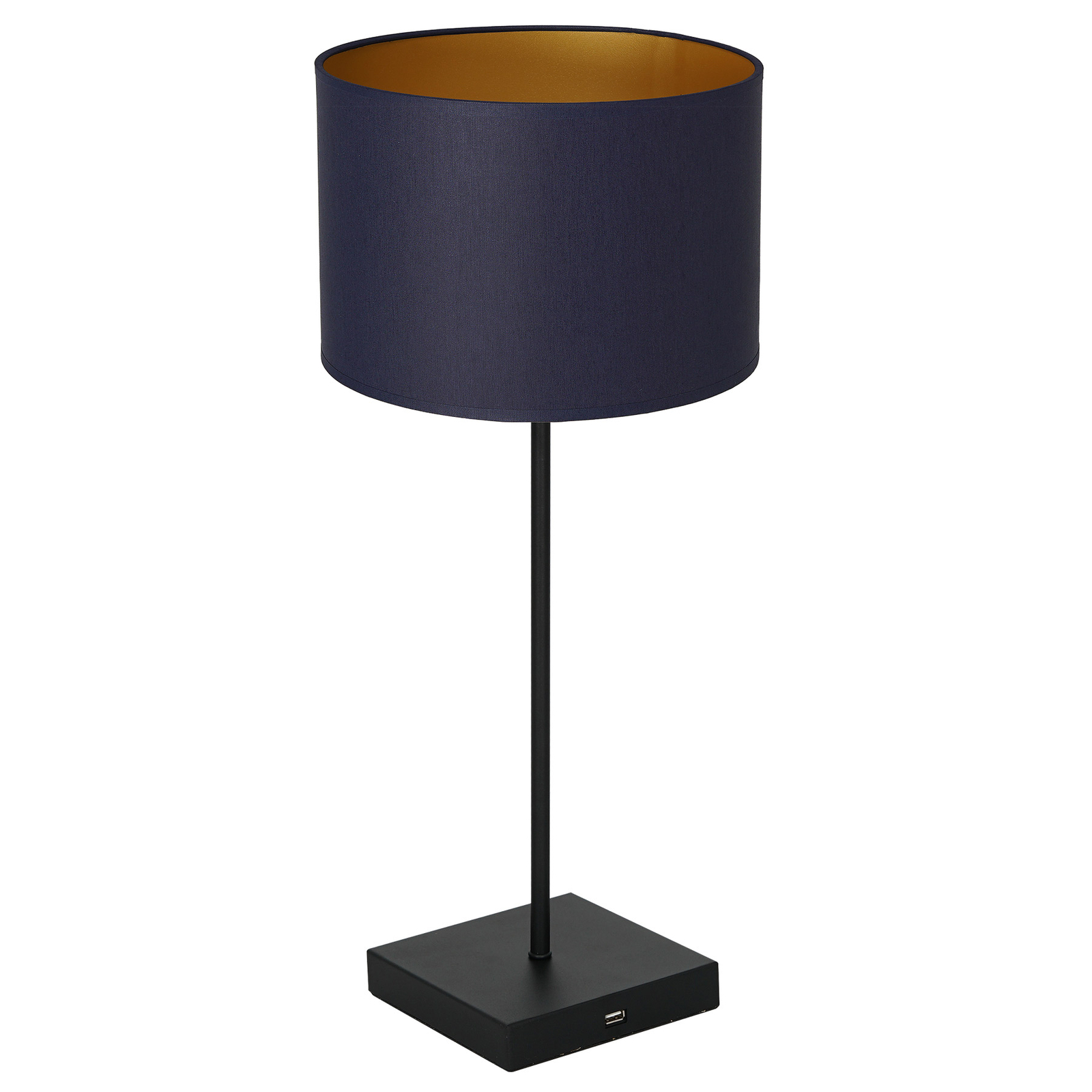 Lampa stołowa Table czarna, cylinder niebieski