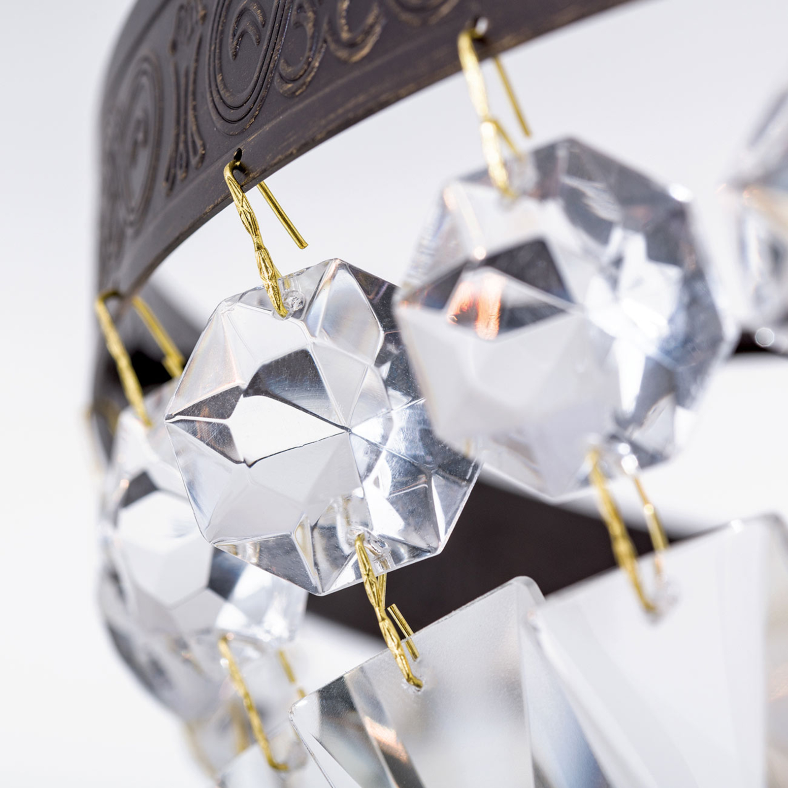 Andara ceiling light, glass crystal chains Ø 40 cm