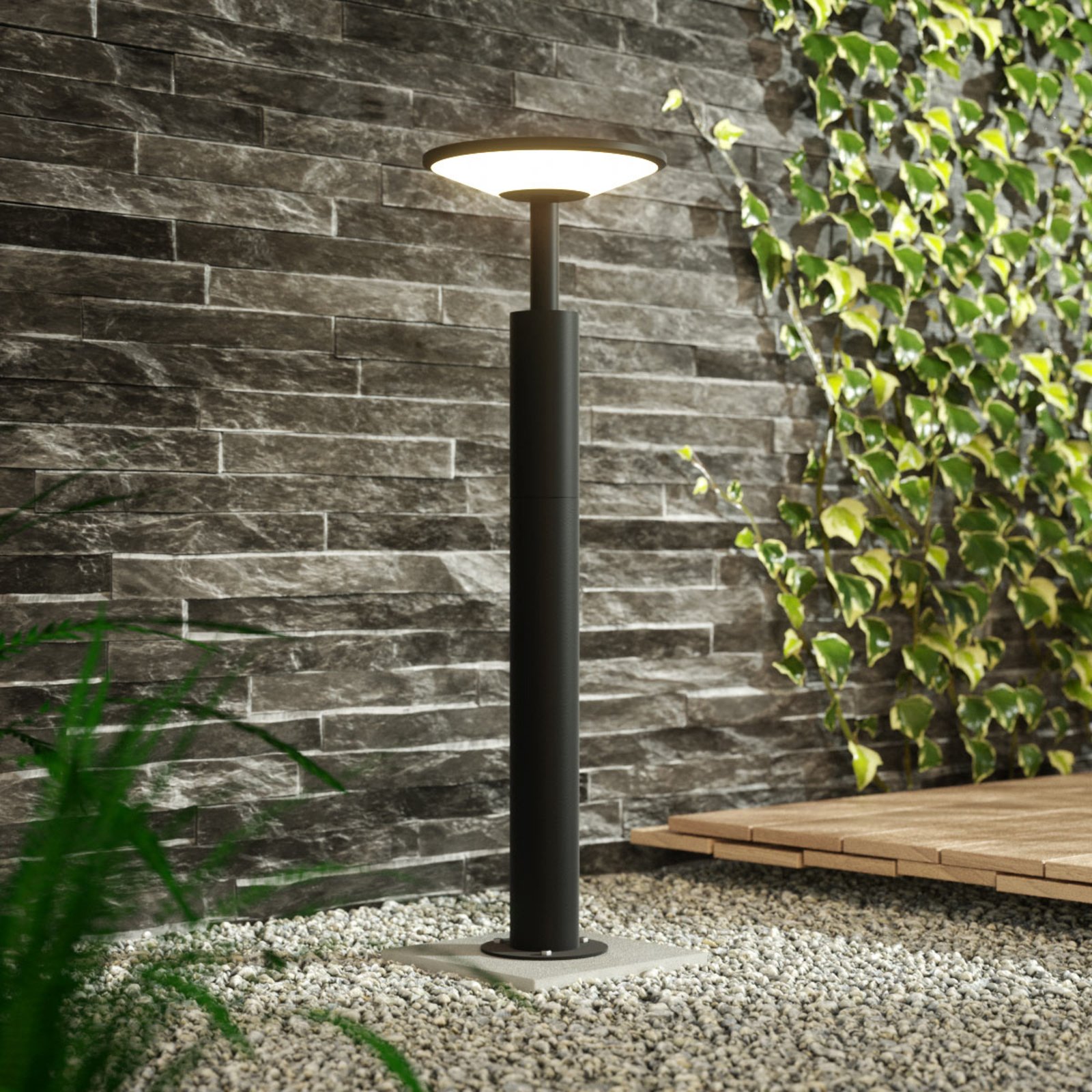 Fenia Buiten Tuinlamp H60 Anthracite/Opal - Lucande