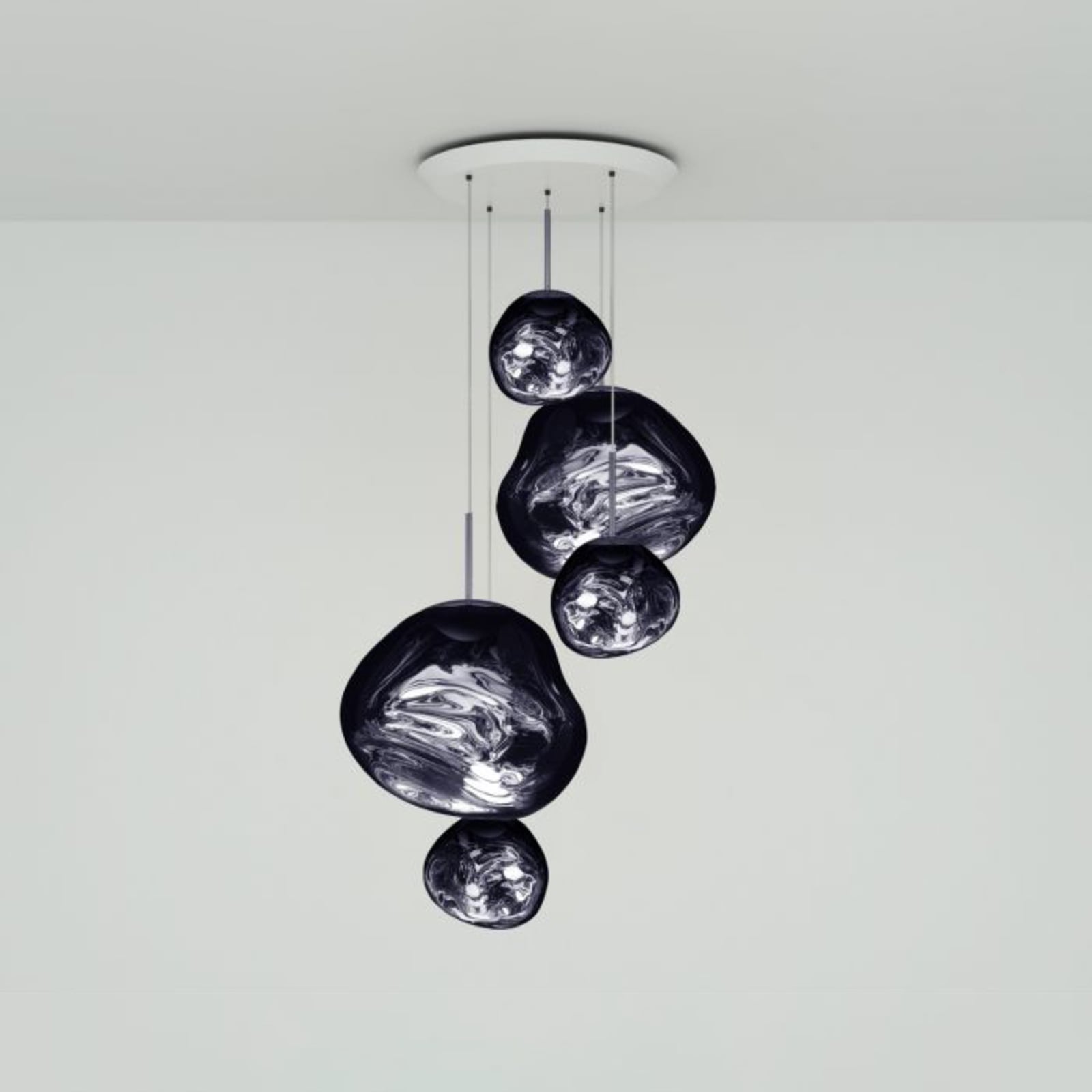 Lampada a sospensione Melt Large Round, fumo, a 5 luci - Tom Dixon