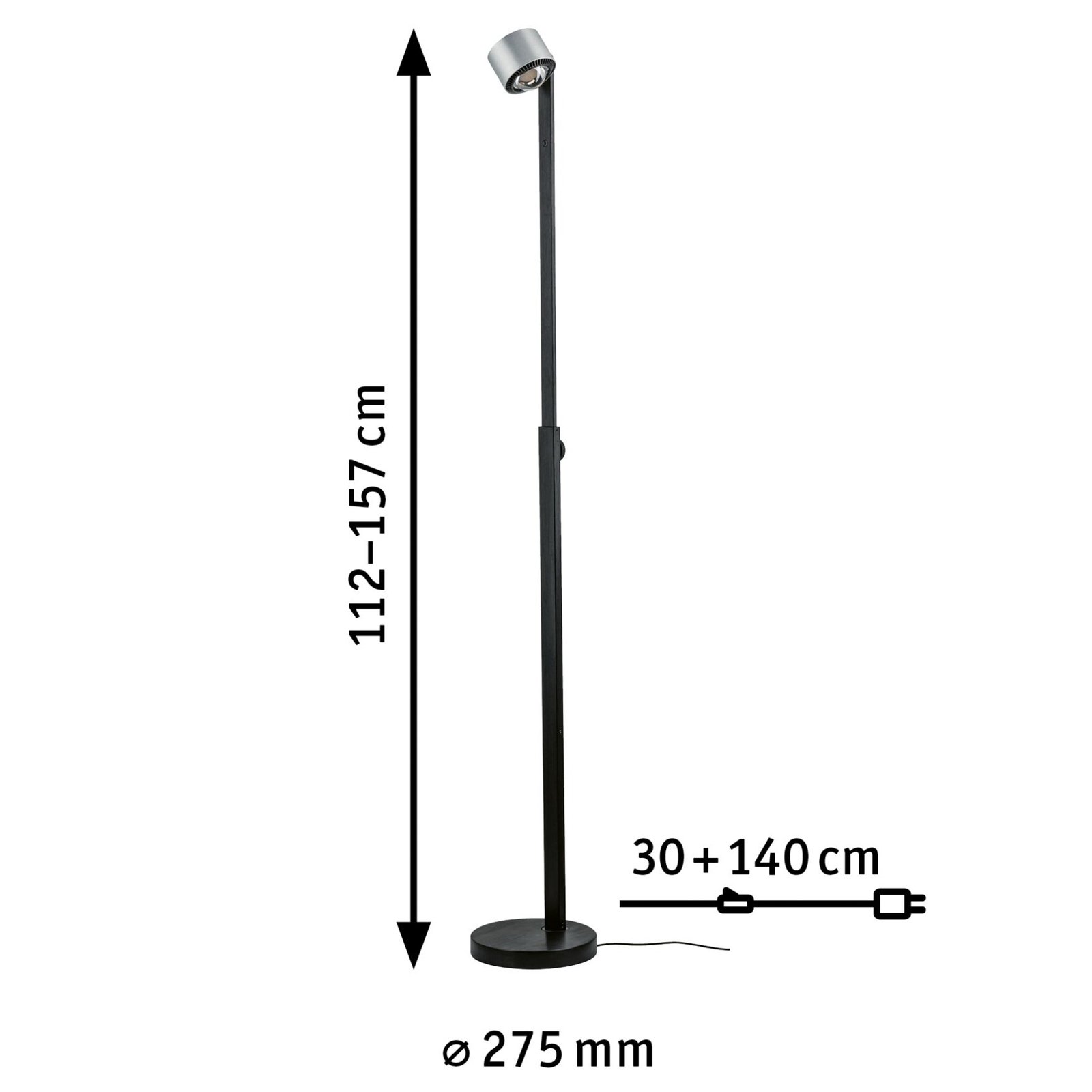 Aldan Floor Lamp Dim. Black/Brushed Alu - Paulmann