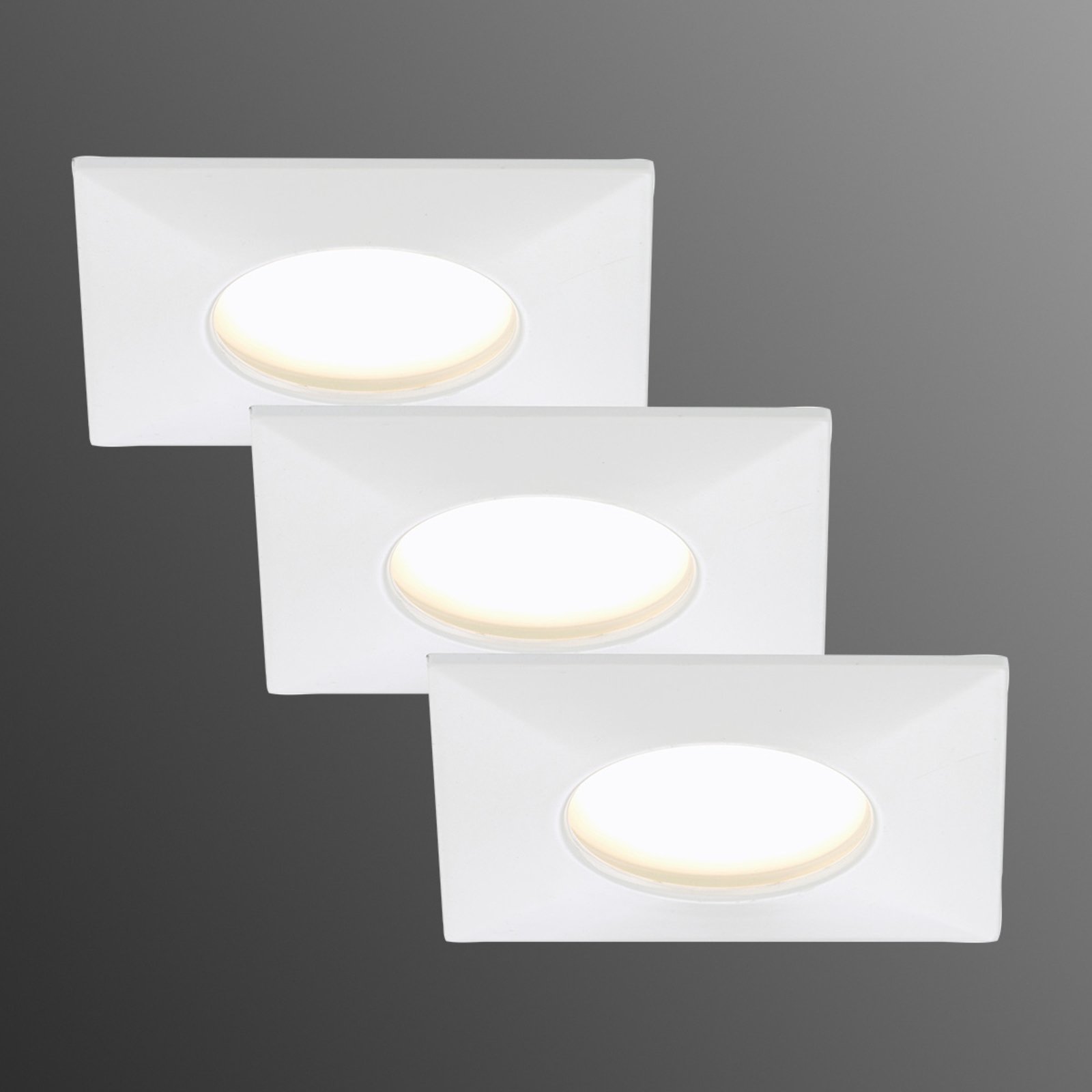 Brilonger LED recessed light Luca set of three IP44, white, for Living / Dining Room, plastic, 5 W, energy efficiency: A+, L: 7.5 cm, W: 7.5 cm