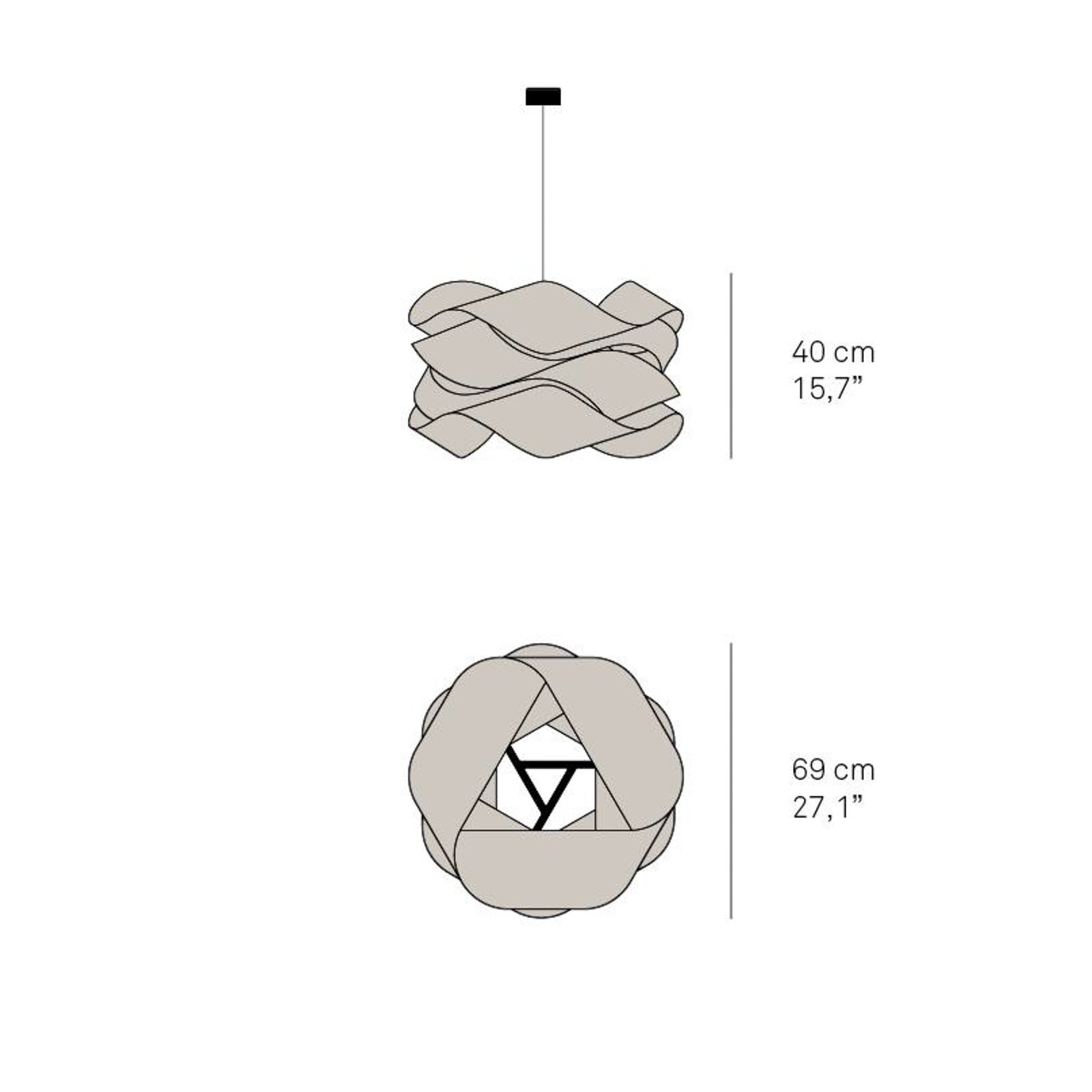 LZF hengelampe Link, Ø 69 cm, elfenben 