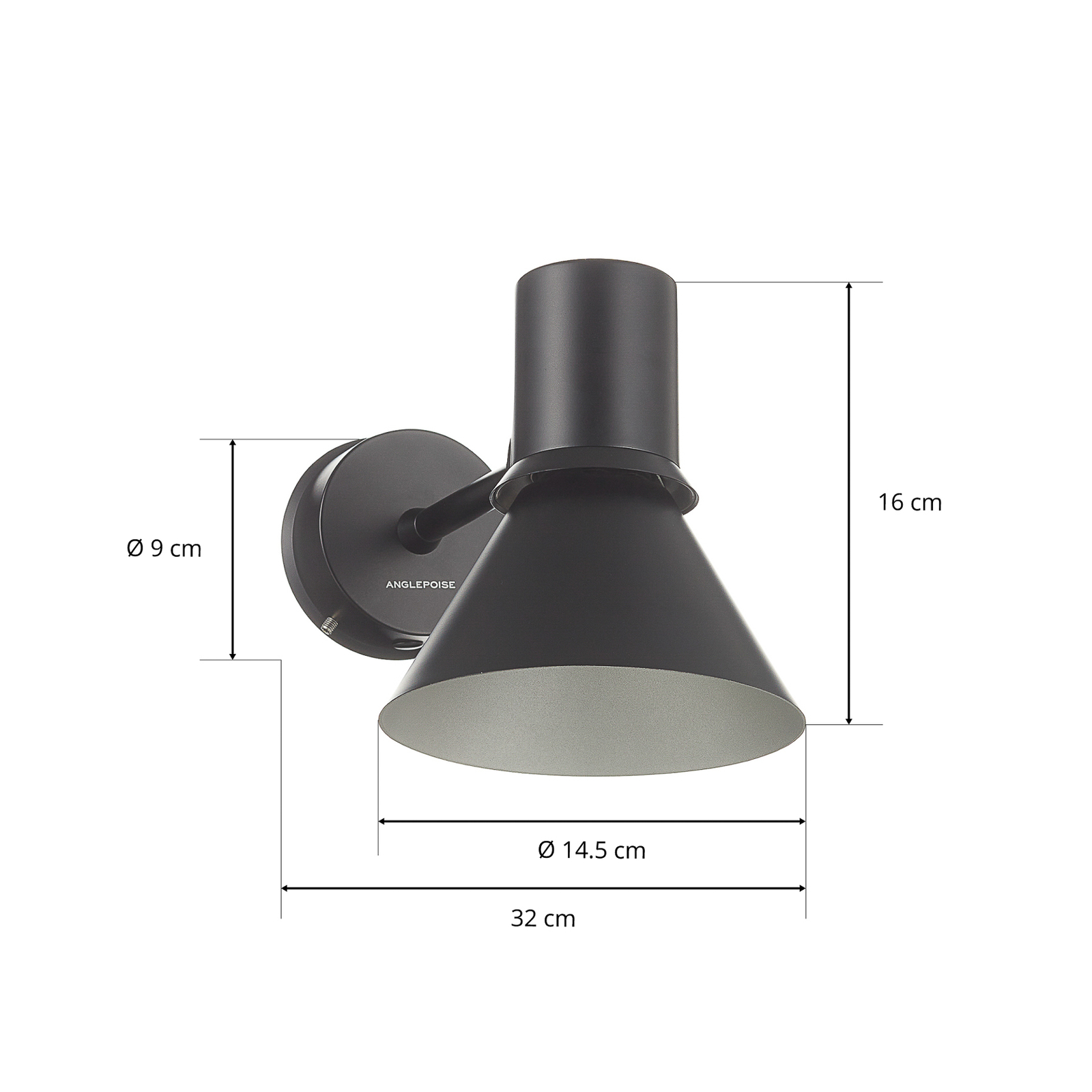 Anglepoise Type 80 W1 aplique, negro mate