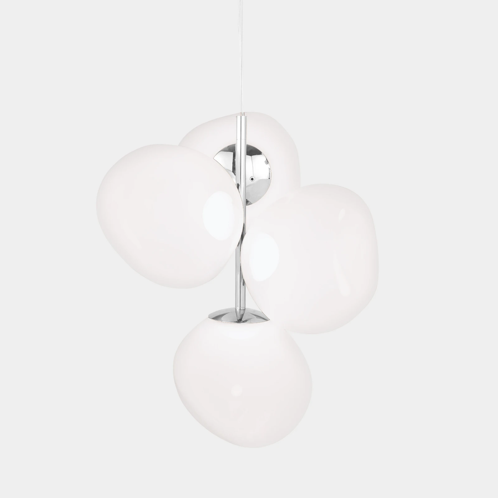 Tom Dixon Melt Chandelier Mini, opal/silver, Ø 55 cm