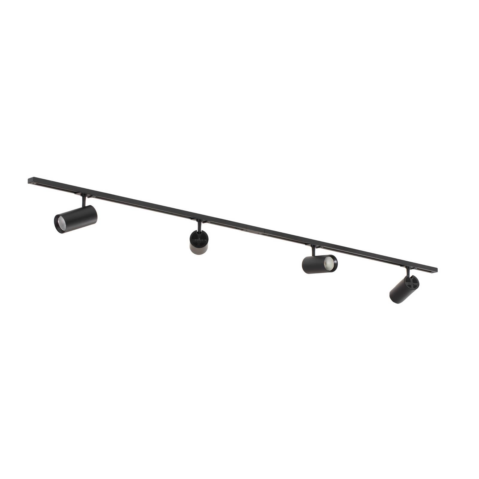 Lindby Schienensystem Linaro Ø7cm, 4-flg., LED, schwarz, CCT