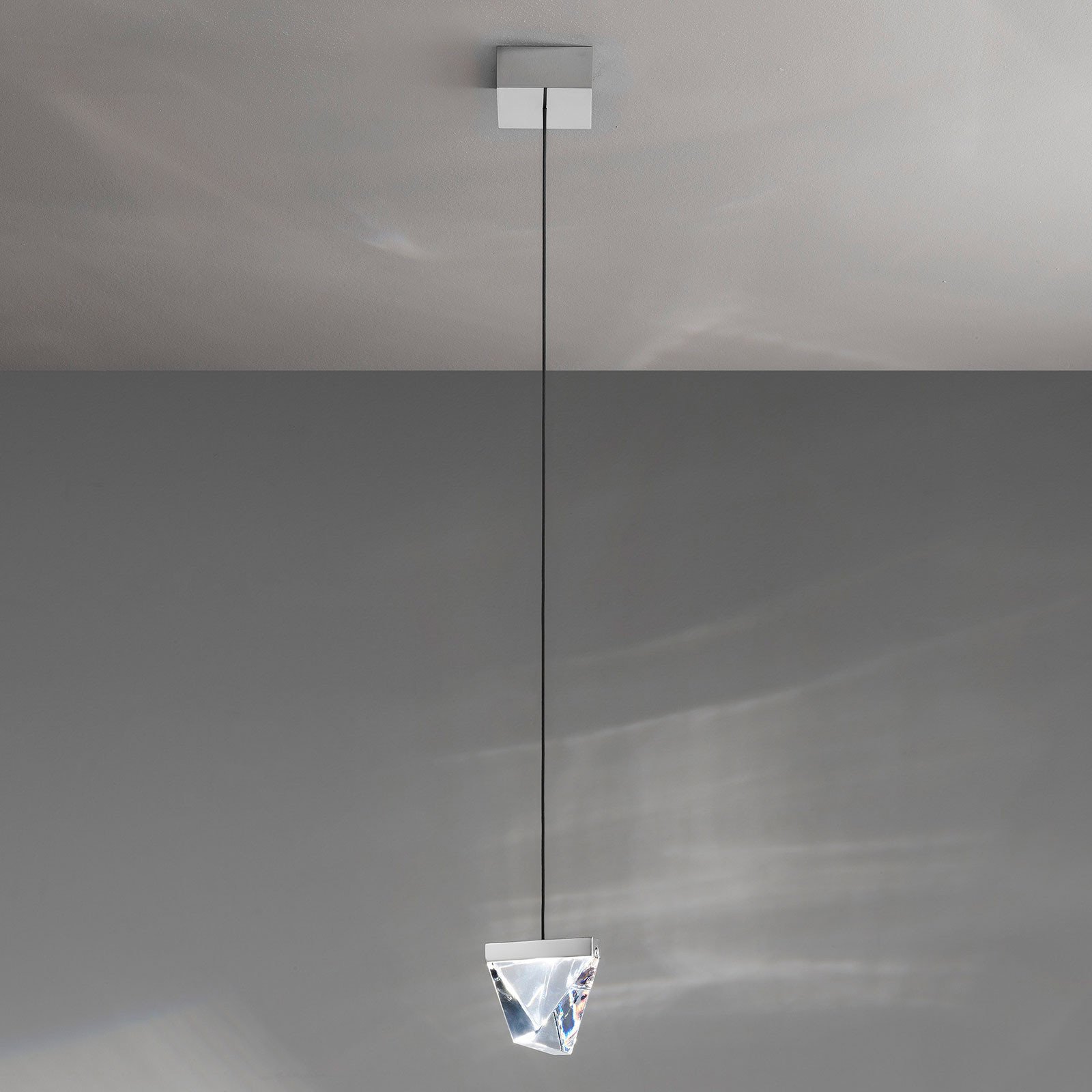 Fabbian Tripla lampă susp. LED cristal aluminiu