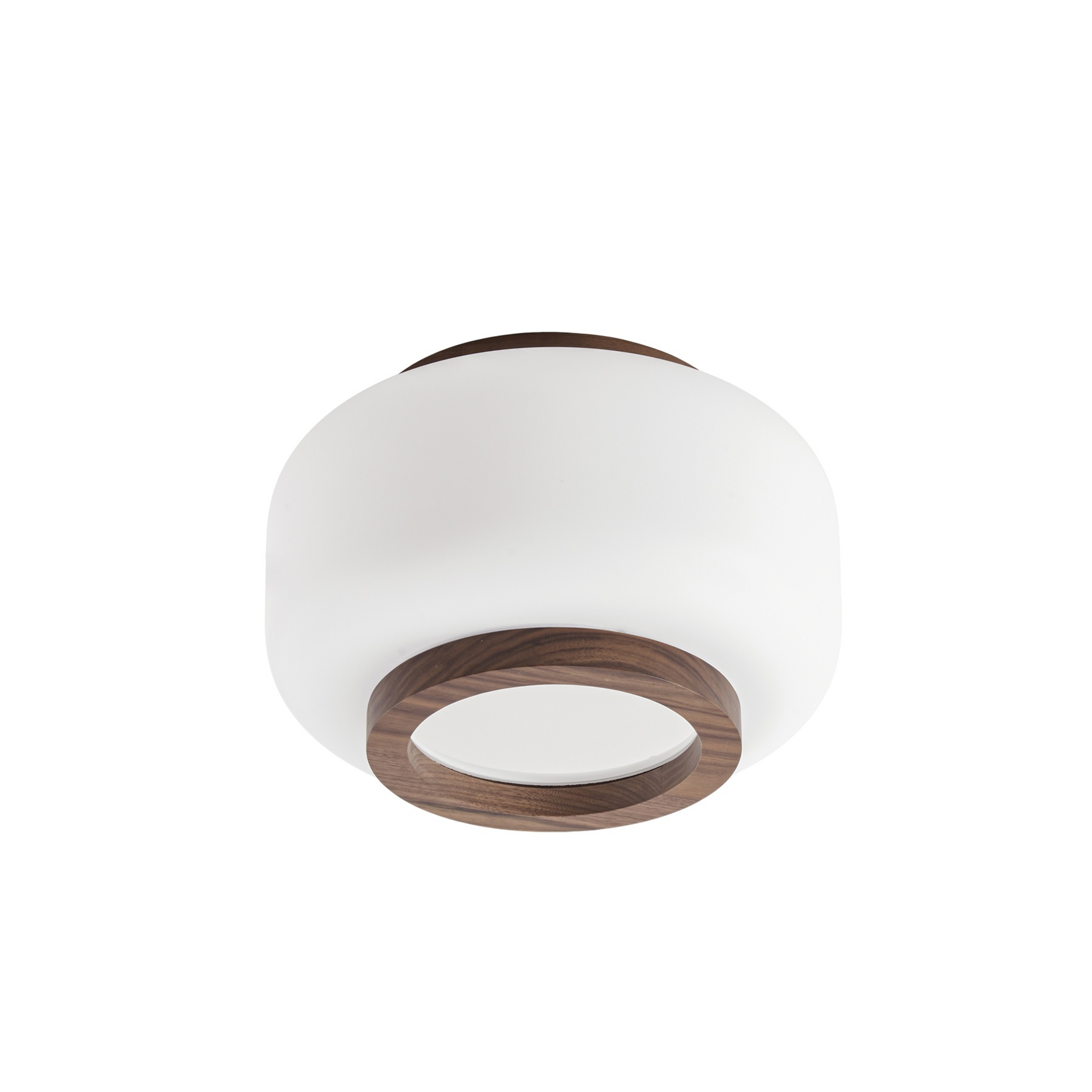 Stropné LED svetlo Shiro, Ø 28 cm, drevo/sklo, CCT – Quitani