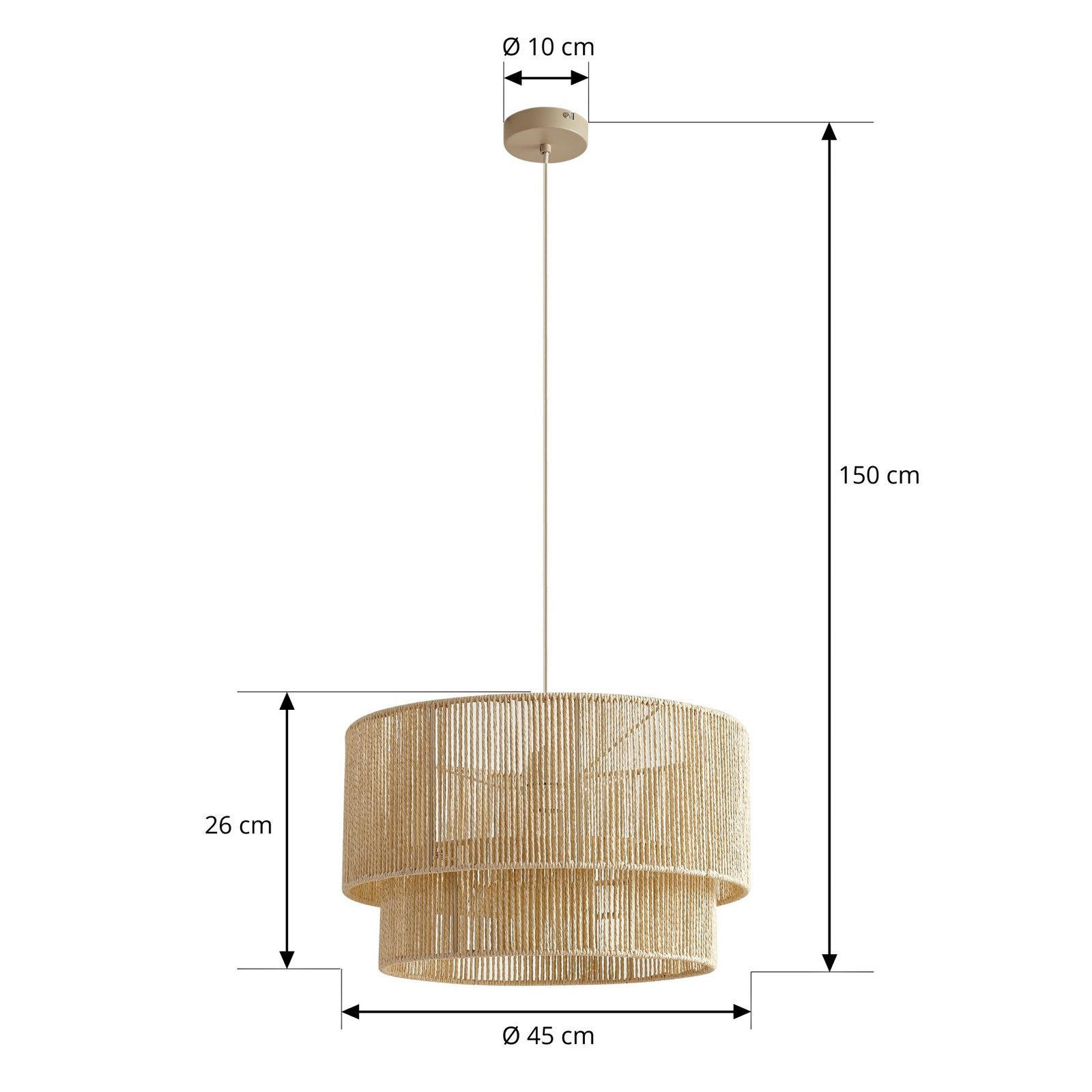Żyrandol Anuva, beżowa, Ø 45 cm, E27, papier - Lindby