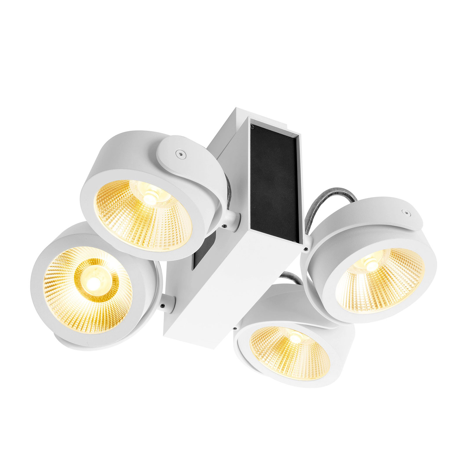 SLV Tec Kalu LED downlight 4-bulb, 24° black/white, for Living / Dining Room, aluminium, plastic, 60 W, energy efficiency: A+, L: 29.5 cm, W: 24.5 cm, H: 15.3 cm