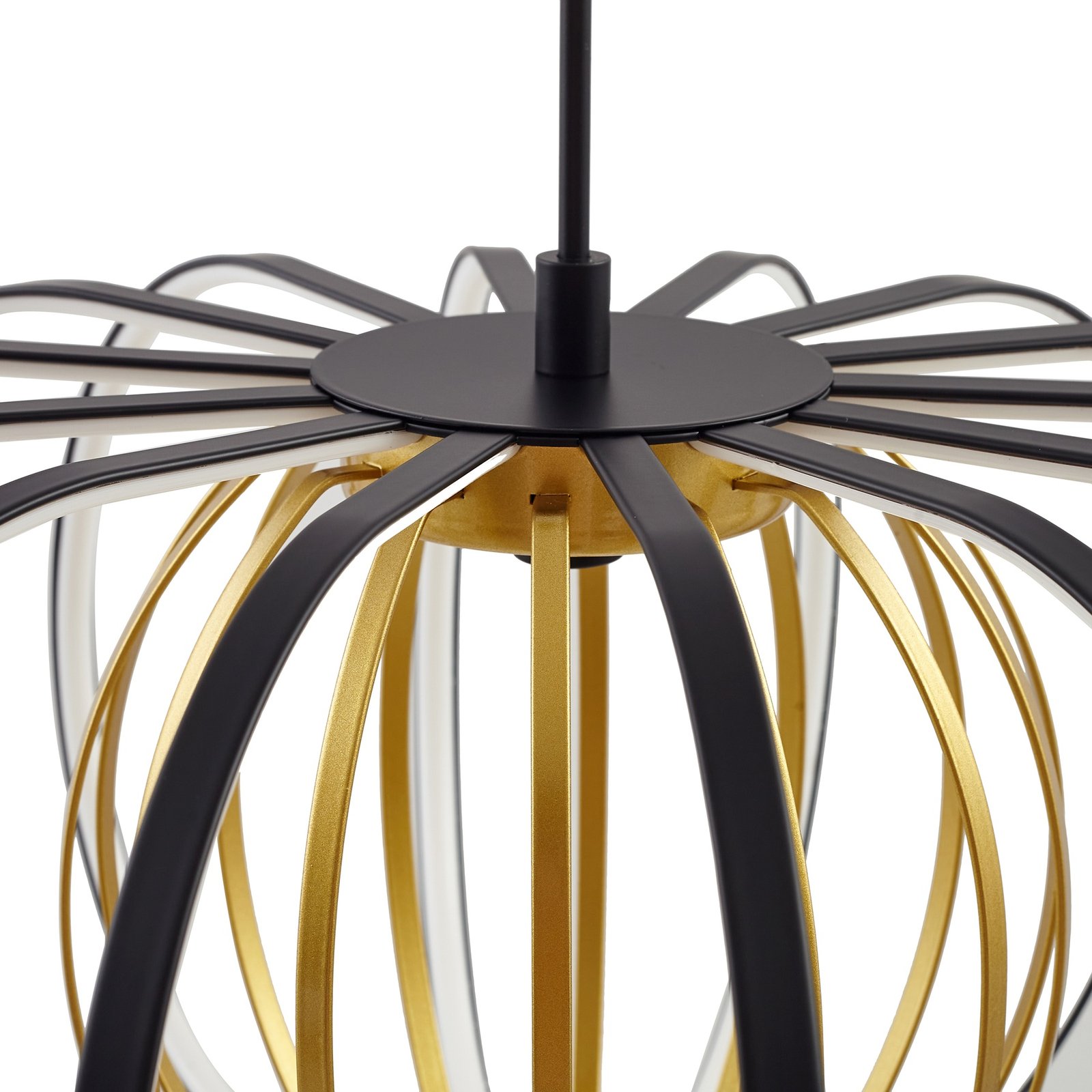 Lucande LED pendant light Birger, black/gold, iron