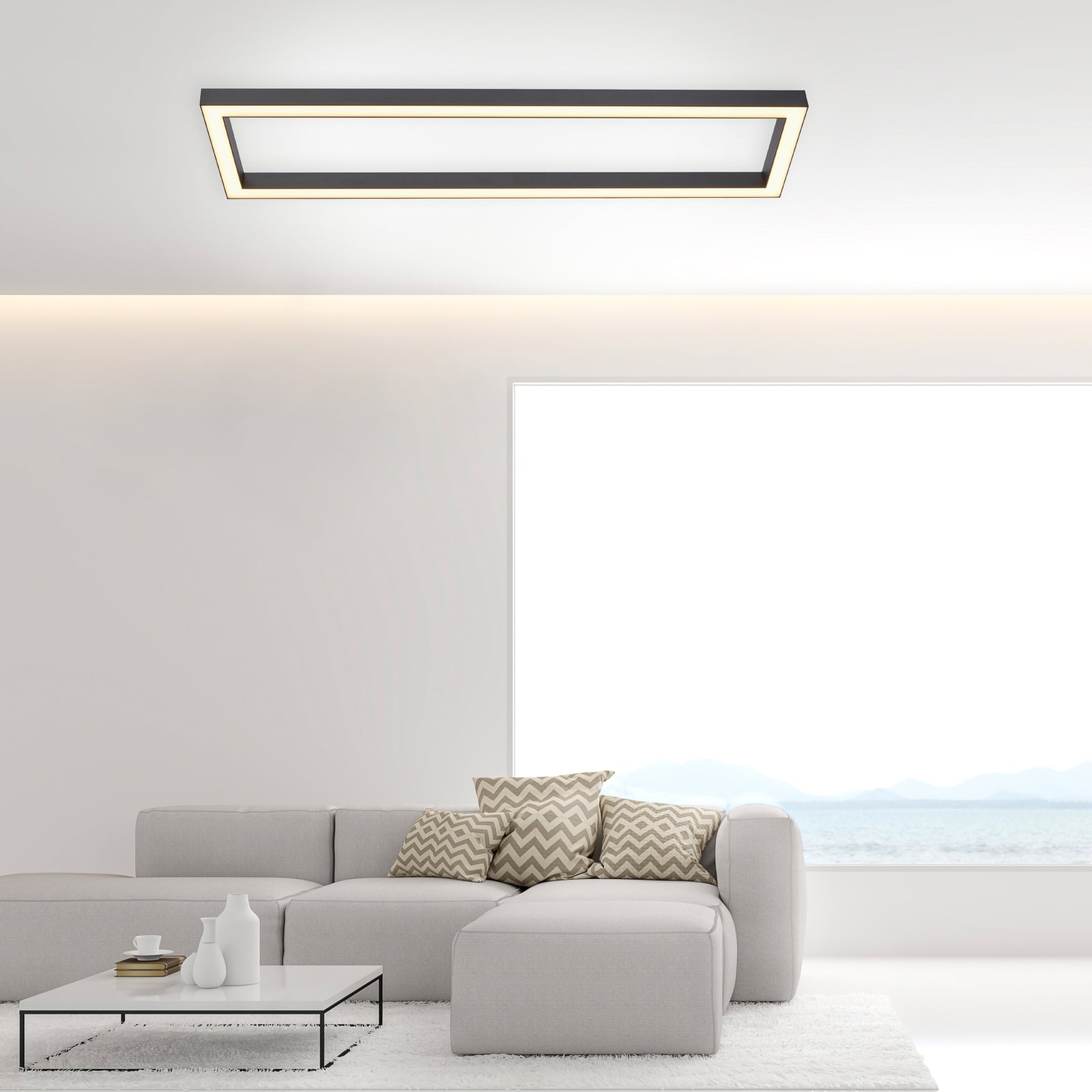 Lines Square LED-Deckenlampe, 110cm, graphite, Remote - PURE Lines Square LED-Deckenlampe, 110cm, graphite, Remote - PURE
