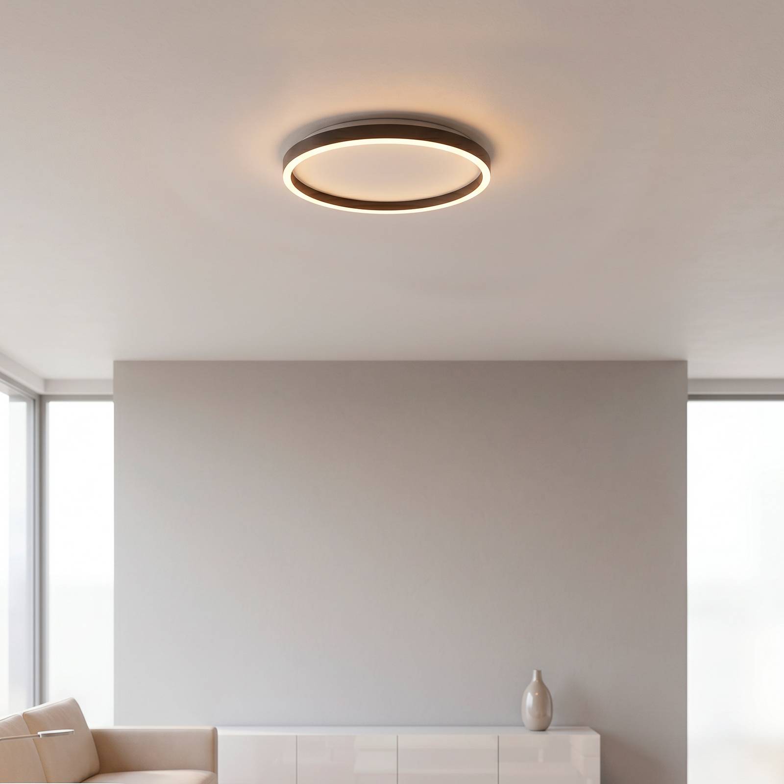 Lampa sufitowa LED Madlen, czarna, Ø 40 cm, aluminium, 3 000 K, ściemniana