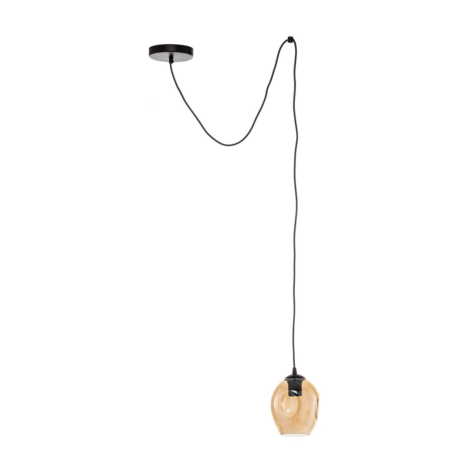 Pendellampe Starla dezentral 1-flg., Glas amber