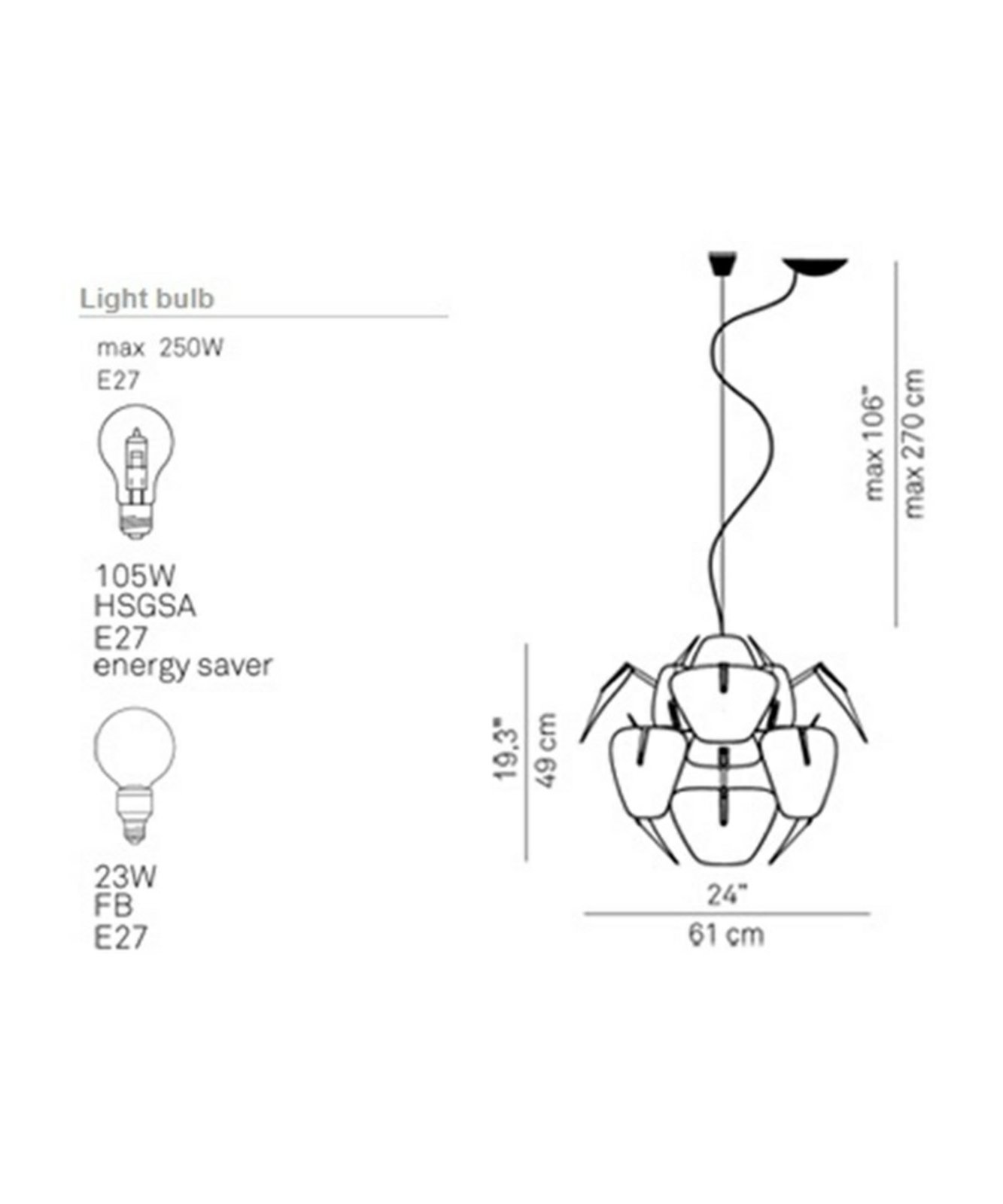 Hope Lustră Pendul ø61 - Luceplan