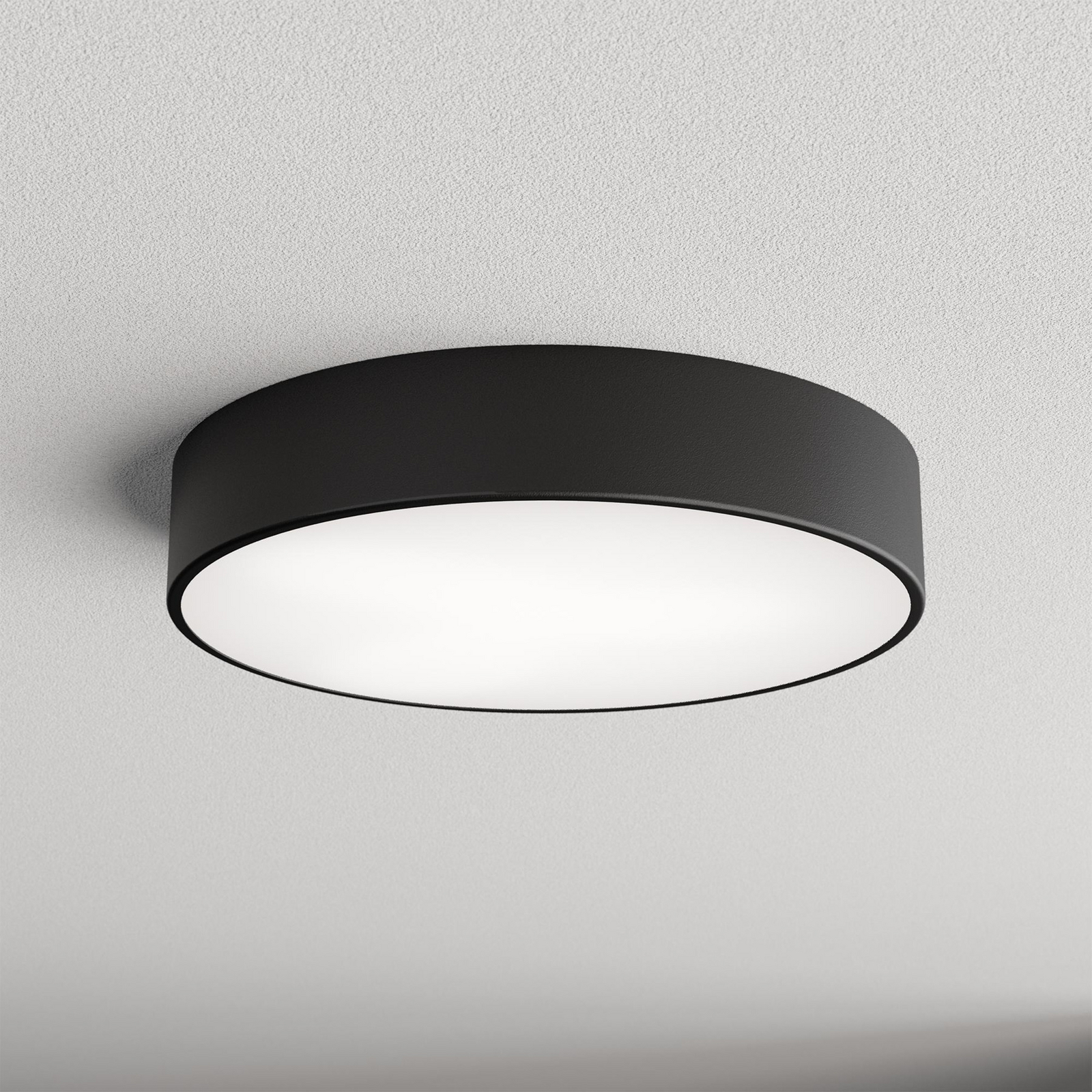 Deckenlampe Cleo 400, schwarz, Sensor, IP54, Ø 40 cm, Metall