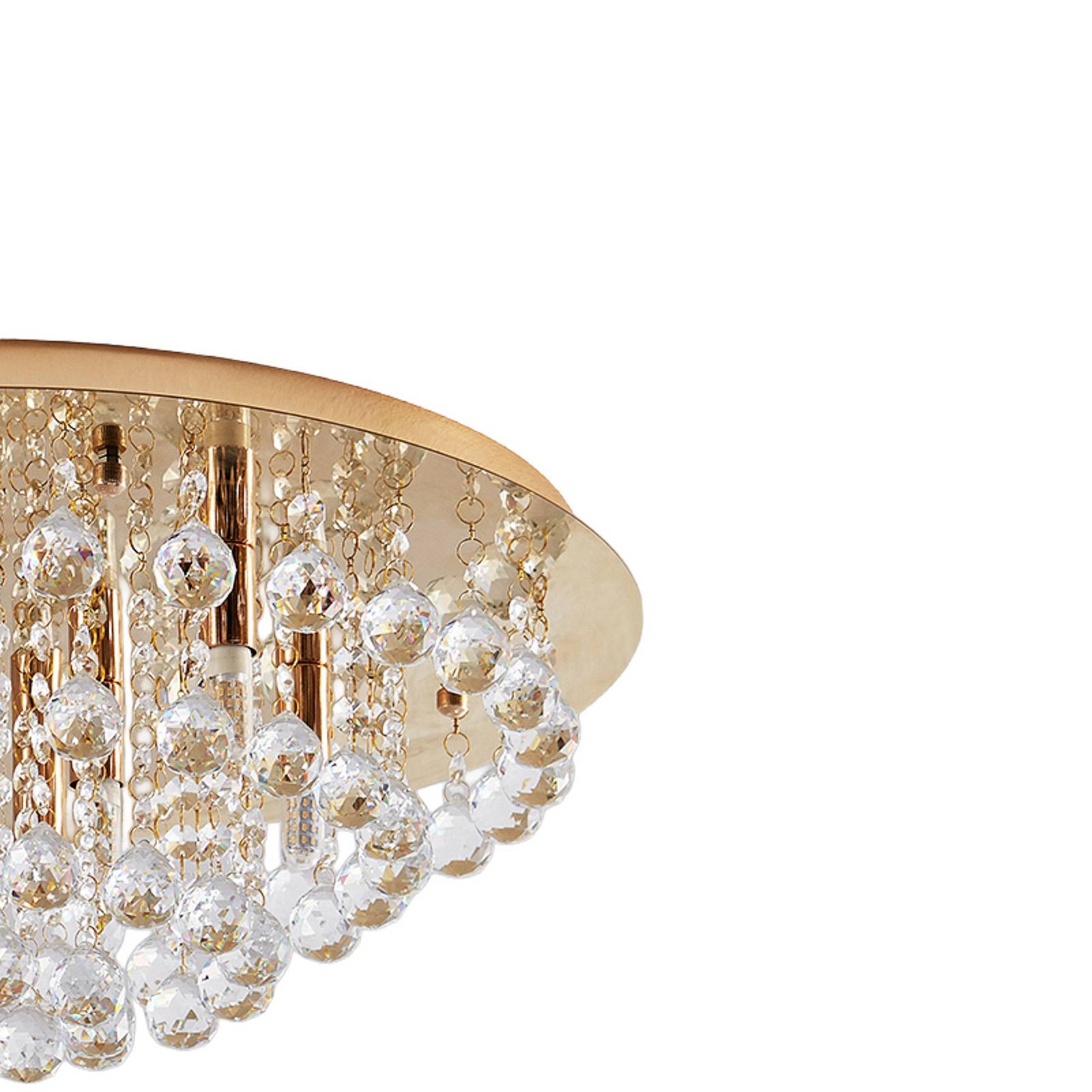 Lampa sufitowa Lindby Gillion, 8-punktowa, złota, kryształ, Ø 55 cm
