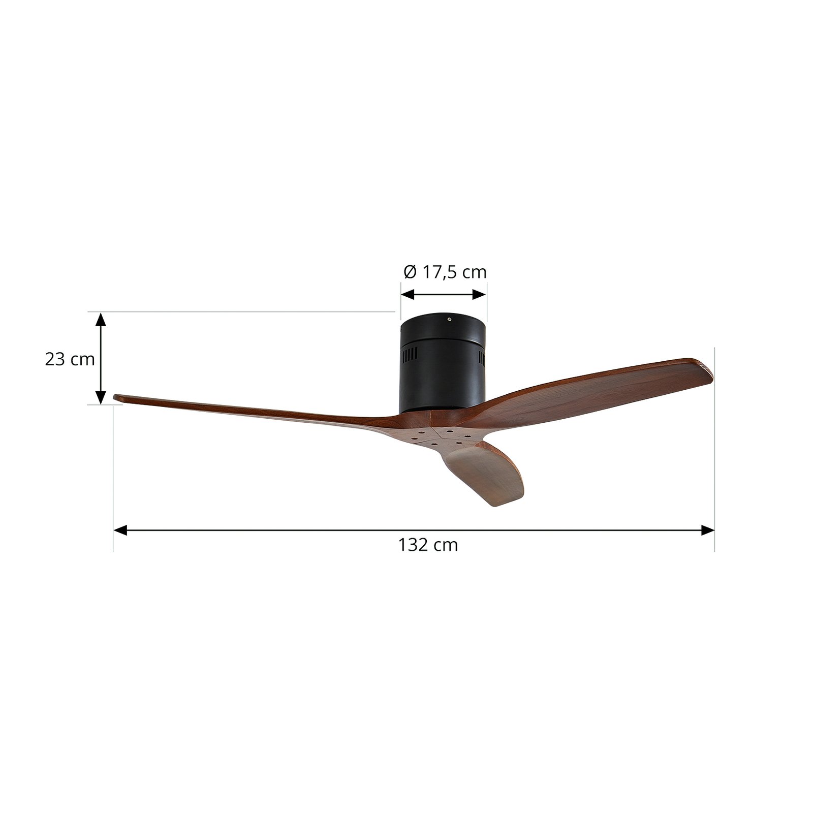 Lucande Deckenventilator Vindur, schwarz, Holz, DC, leise