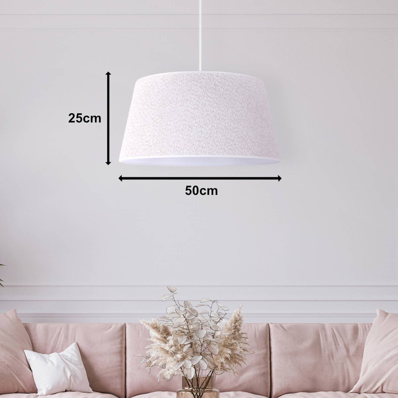 Lampa wisząca Euluna Boucle, tekstylna ecru, Ø 50 cm, 1-punktowa