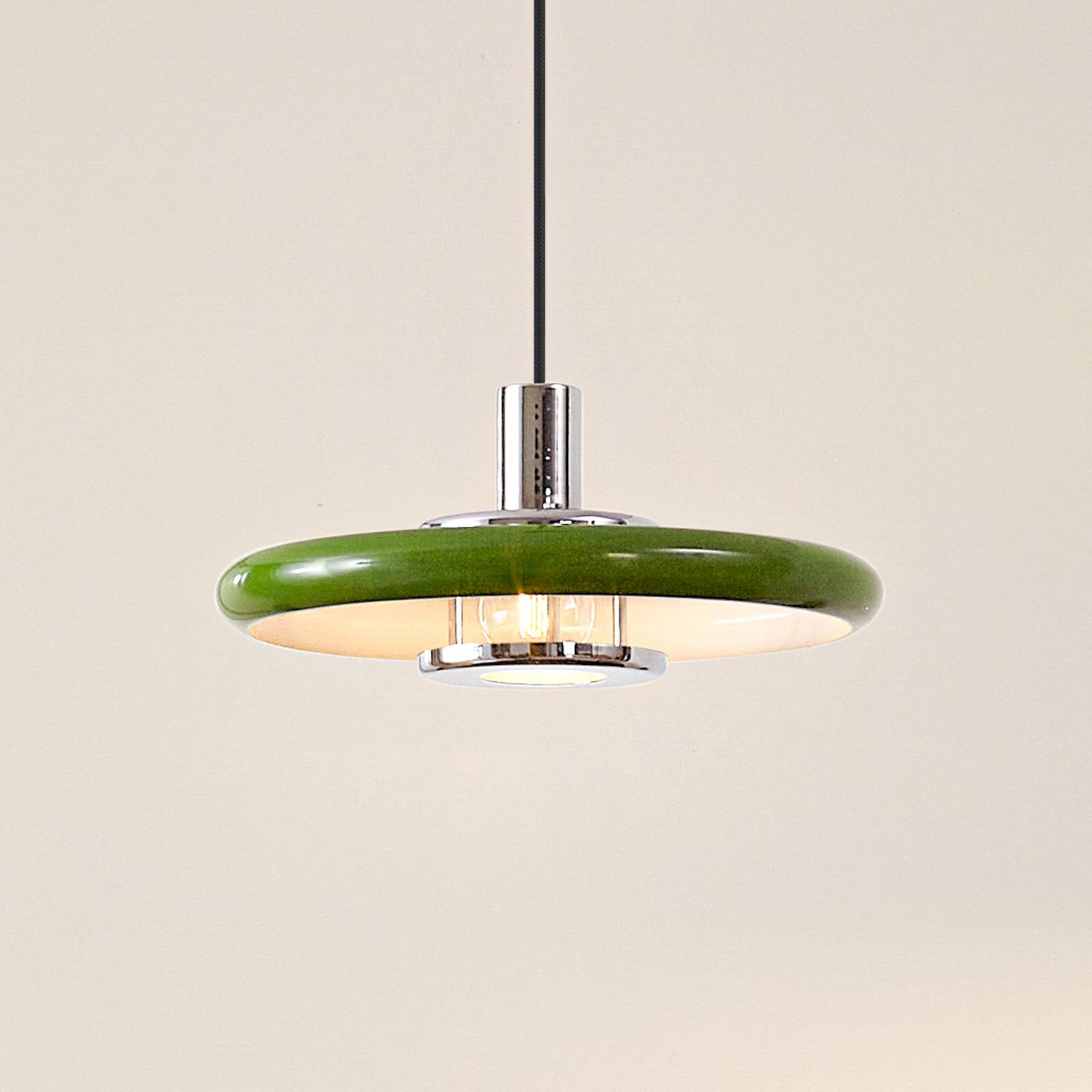 Lindby lampa wisząca Branford, Ø 35 cm, zielona, metal