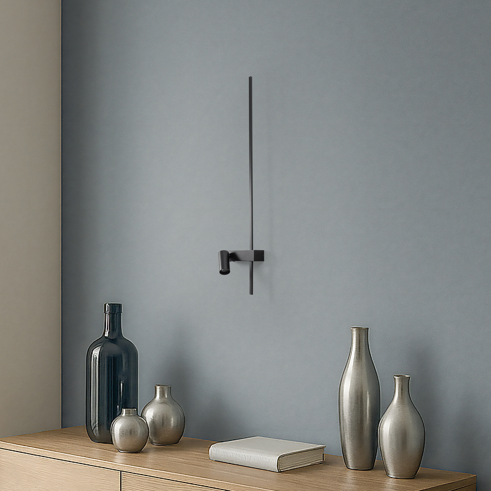 Wandlampe EASY RIGHT, schwarz Breite 80 cm Metall GU10 + LED Wandlampe EASY RIGHT, schwarz Breite 80 cm Metall GU10 + LED