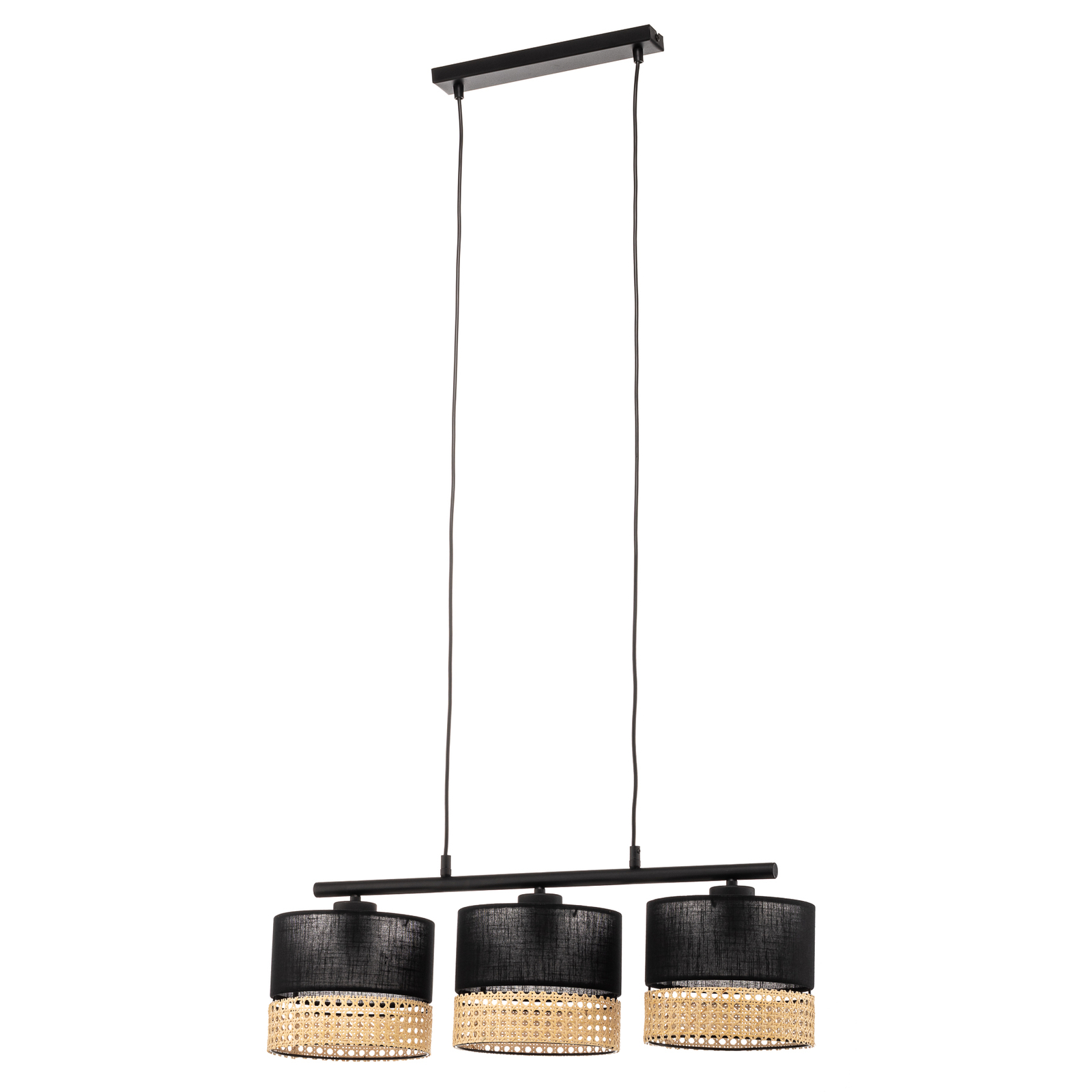 Hanglamp Paglia zwart/rotan 3-lamps