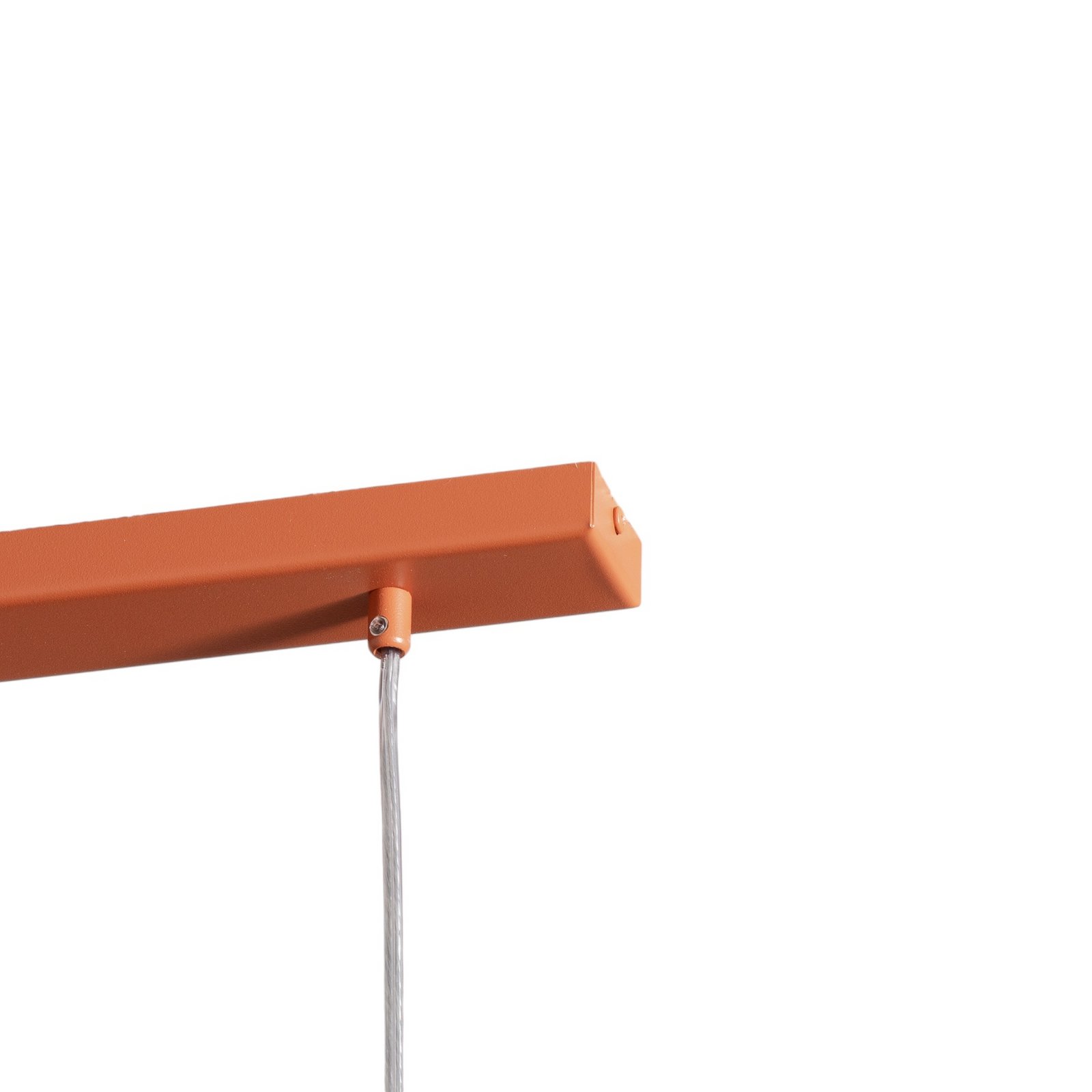 Rif 3 pendant light, brick red, 3-bulb, linear, steel