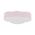 Plafondlamp Cloud, roze, 63 cm lang, textiel, wolk, E27