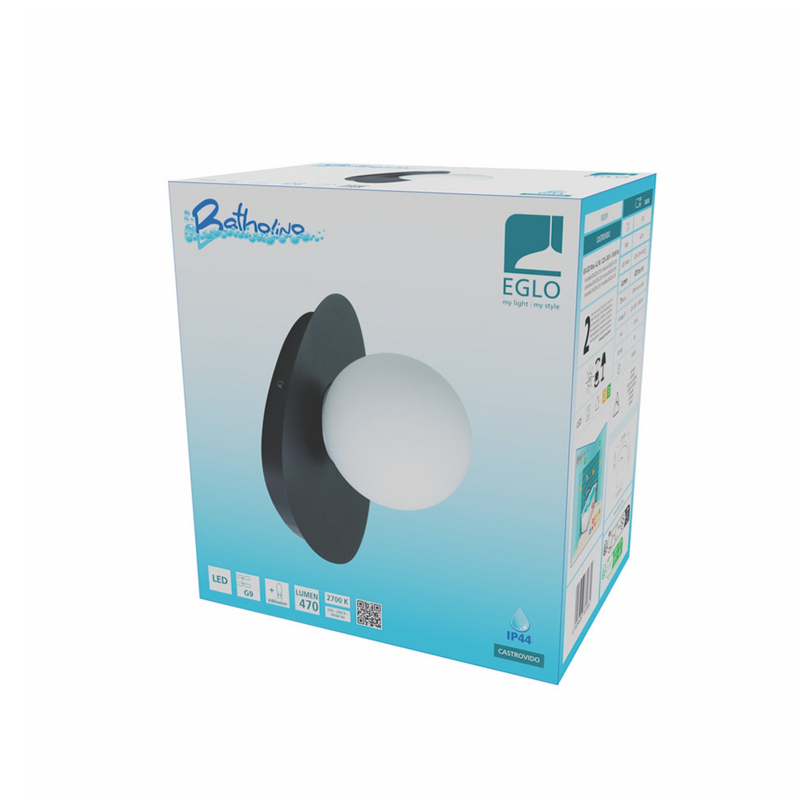 EGLO plafondlamp CASTROVIDO zwart 24 cm 1-lamp IP44 G9-LED