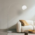 Alverton buelampe, hvit/nikkel, 197 cm, glass – Lindby