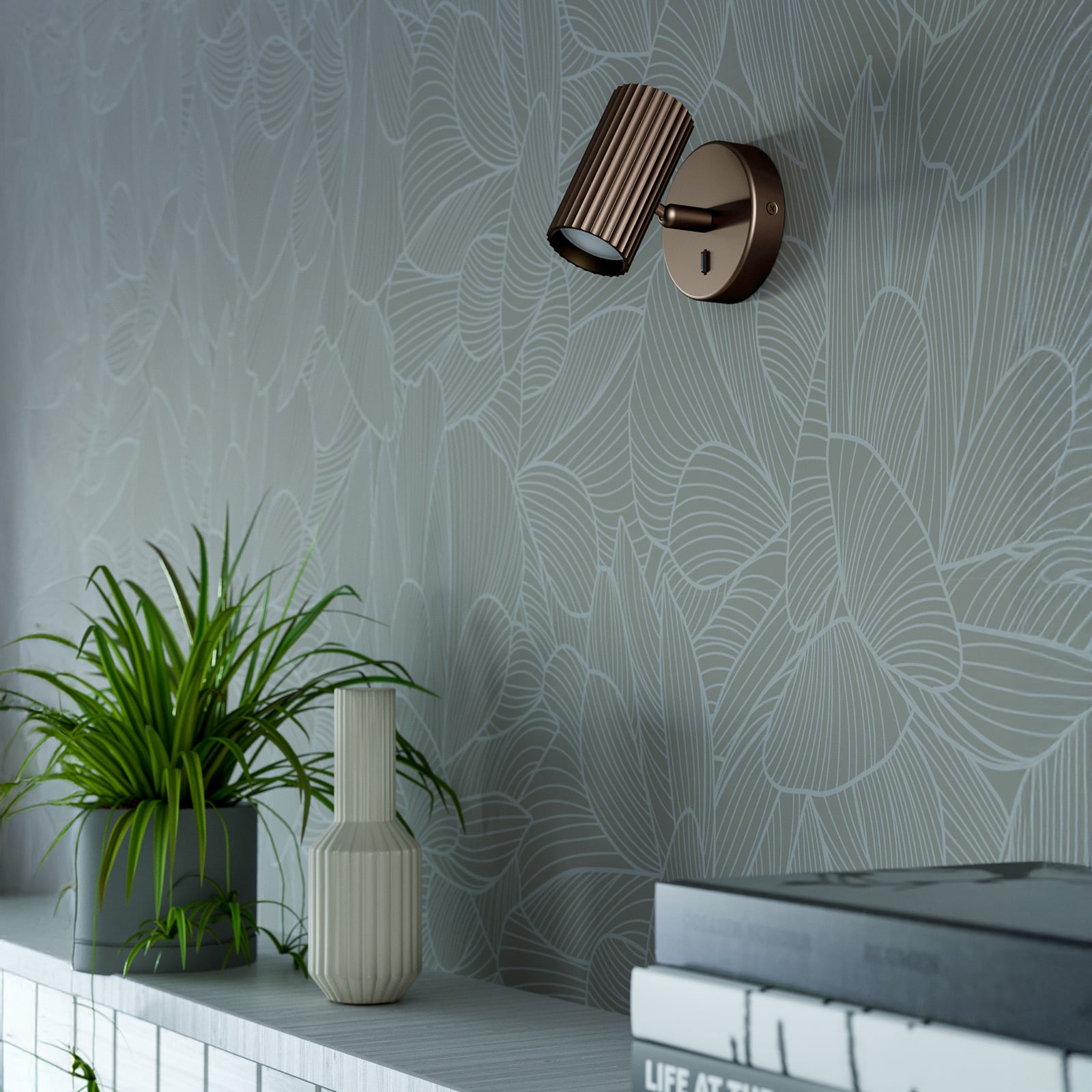 Wandstrahler Portillo, bronze, Höhe 11 cm, Metall, GU10