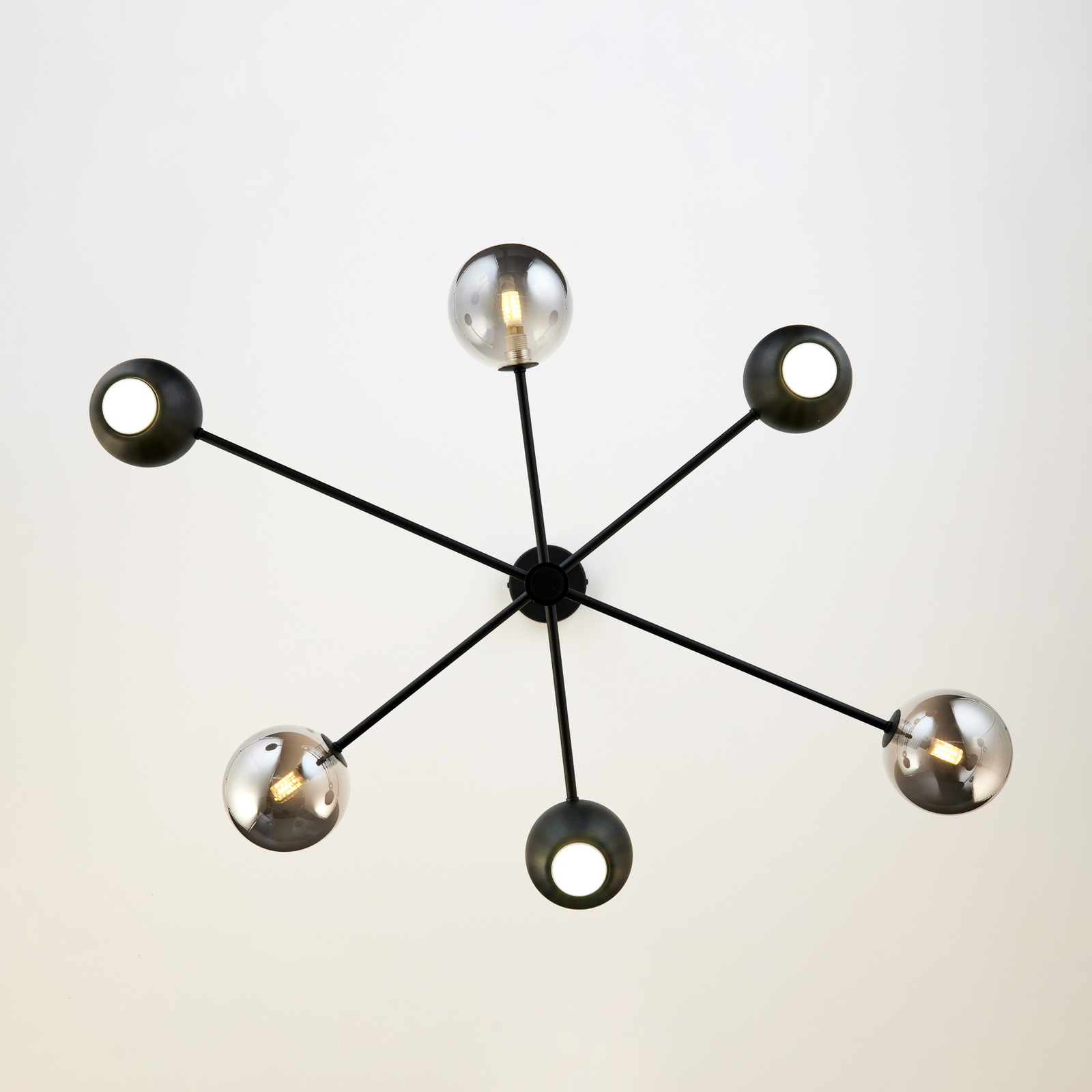 Suspension Moka, noir, verre, 3 lampes, G9, GU10