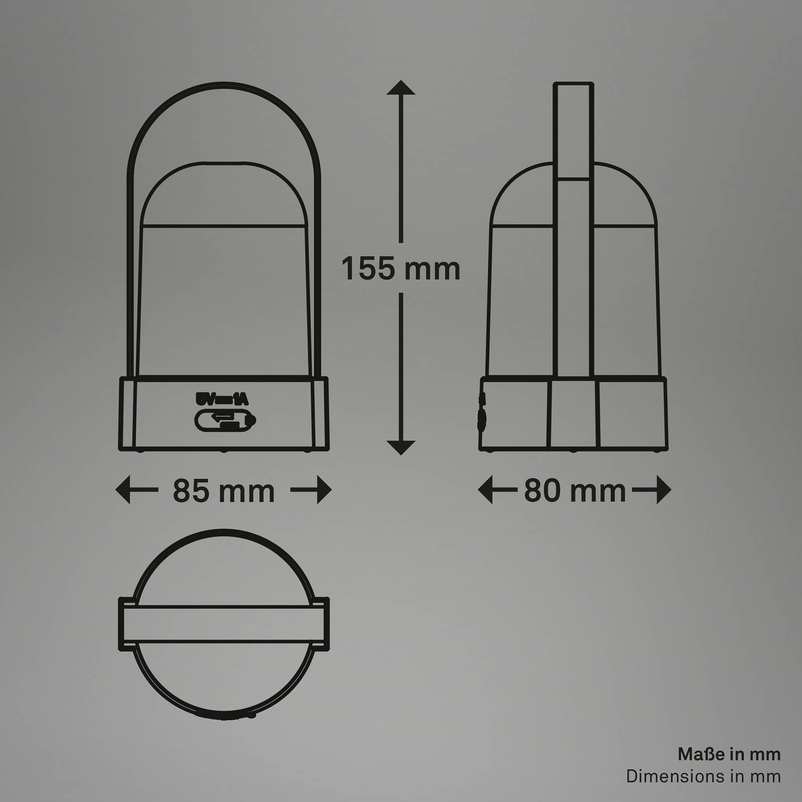 Lampa stołowa LED ASA z akumulatorem, kolor gołębi, wysokość 15,5 cm, IP44