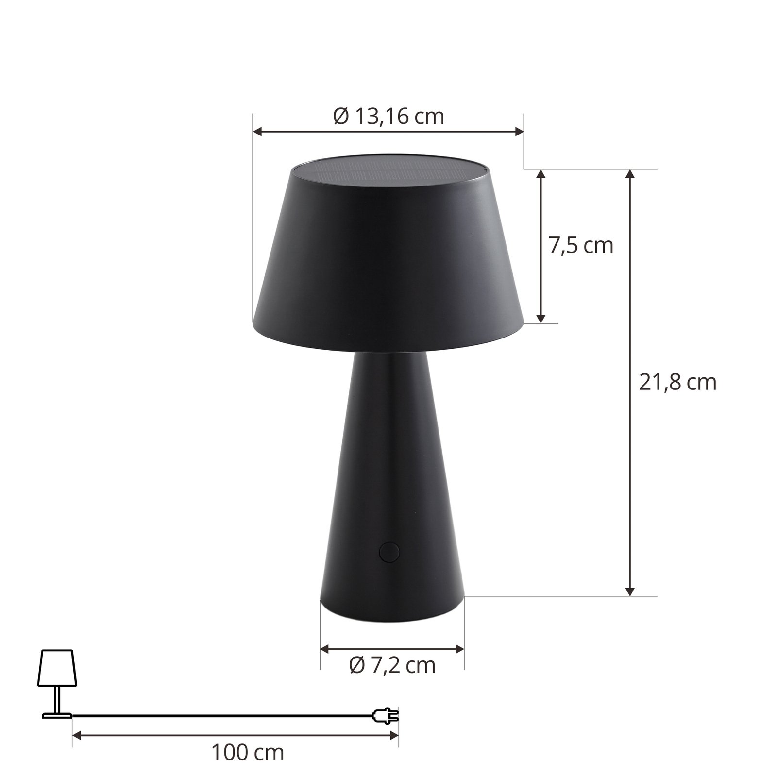Lindby Lirinor Lámpara de mesa LED solar, negra, 4.000K