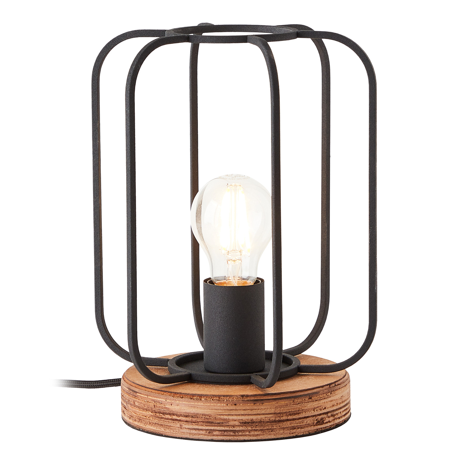 Stolná lampa Tosh s dreveným podstavcom