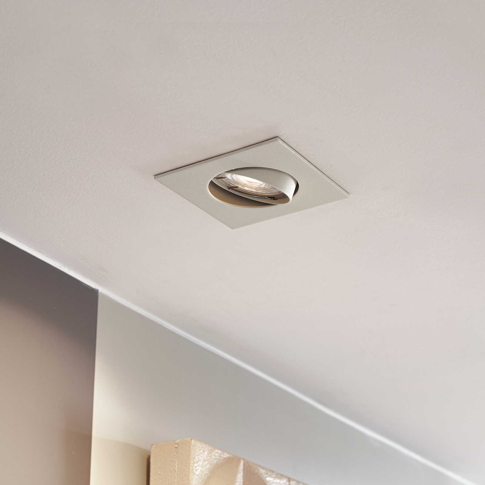 PRIOS inbouwlamp Fibur, beige, 9 cm, GU10, 10 stuks