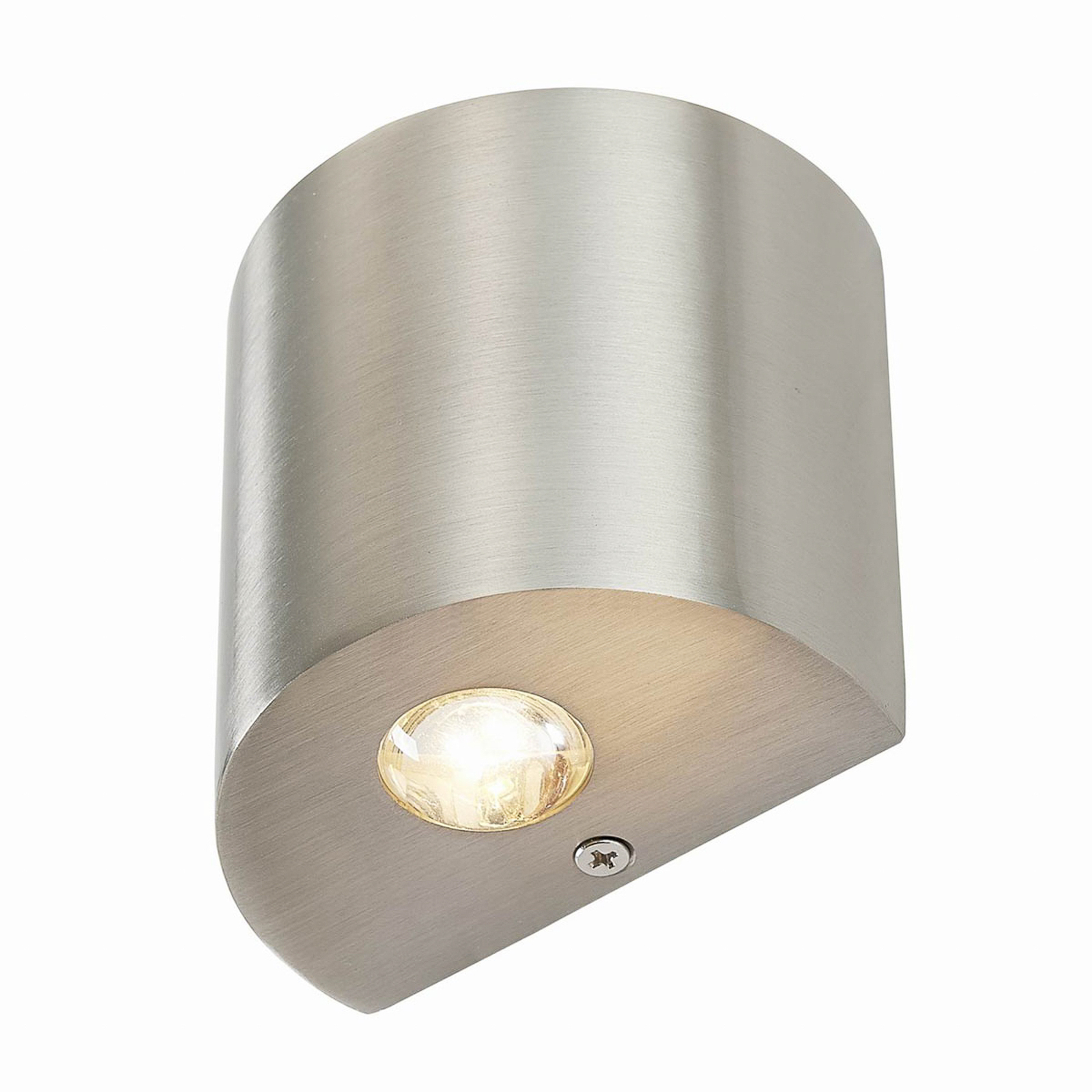 Semi-circular LED wall light Lareen, satin nickel