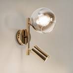 Clay 1+1 wall light, gold, 2-bulb